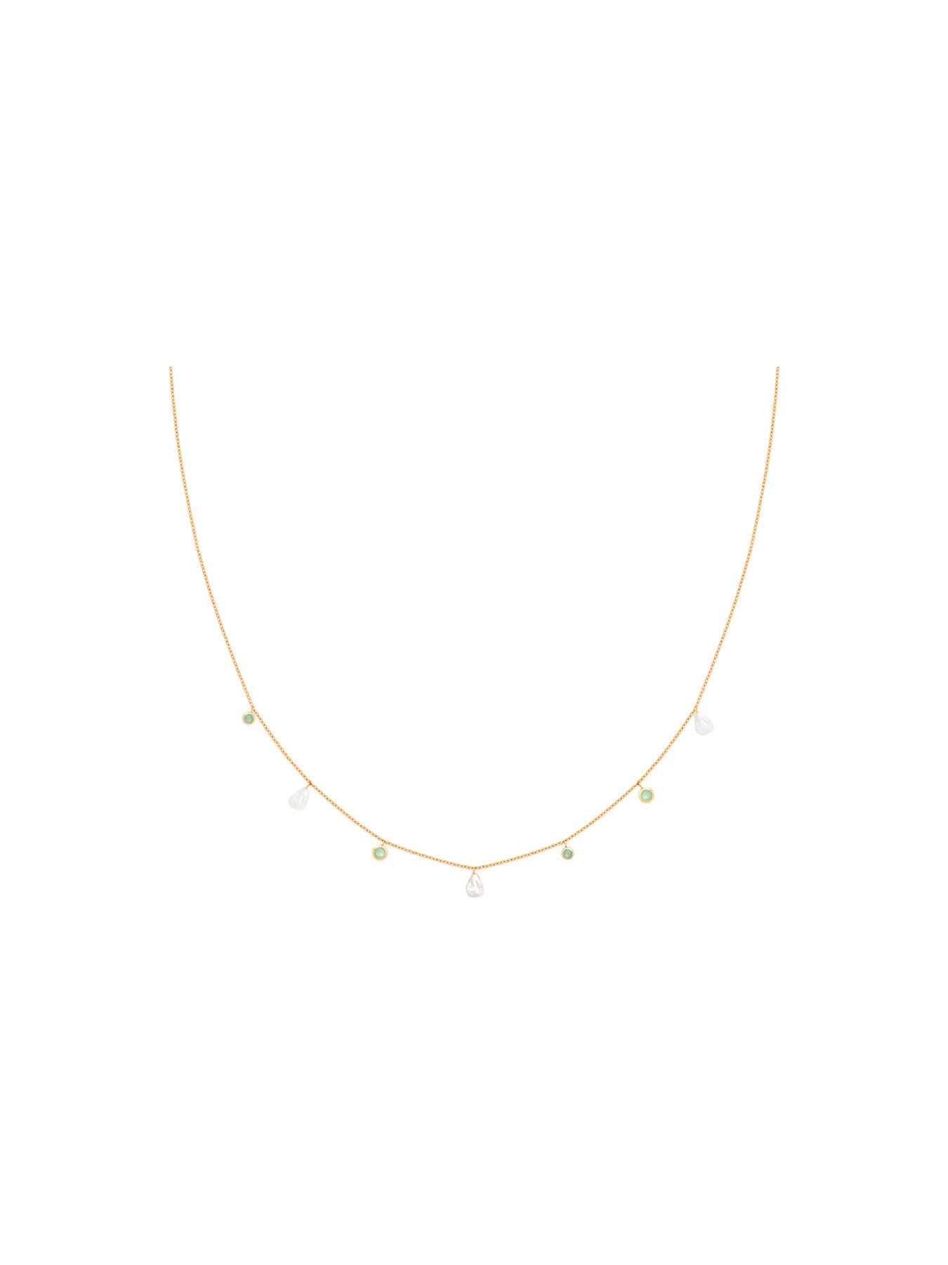 Stone and Pearl Charm Necklace