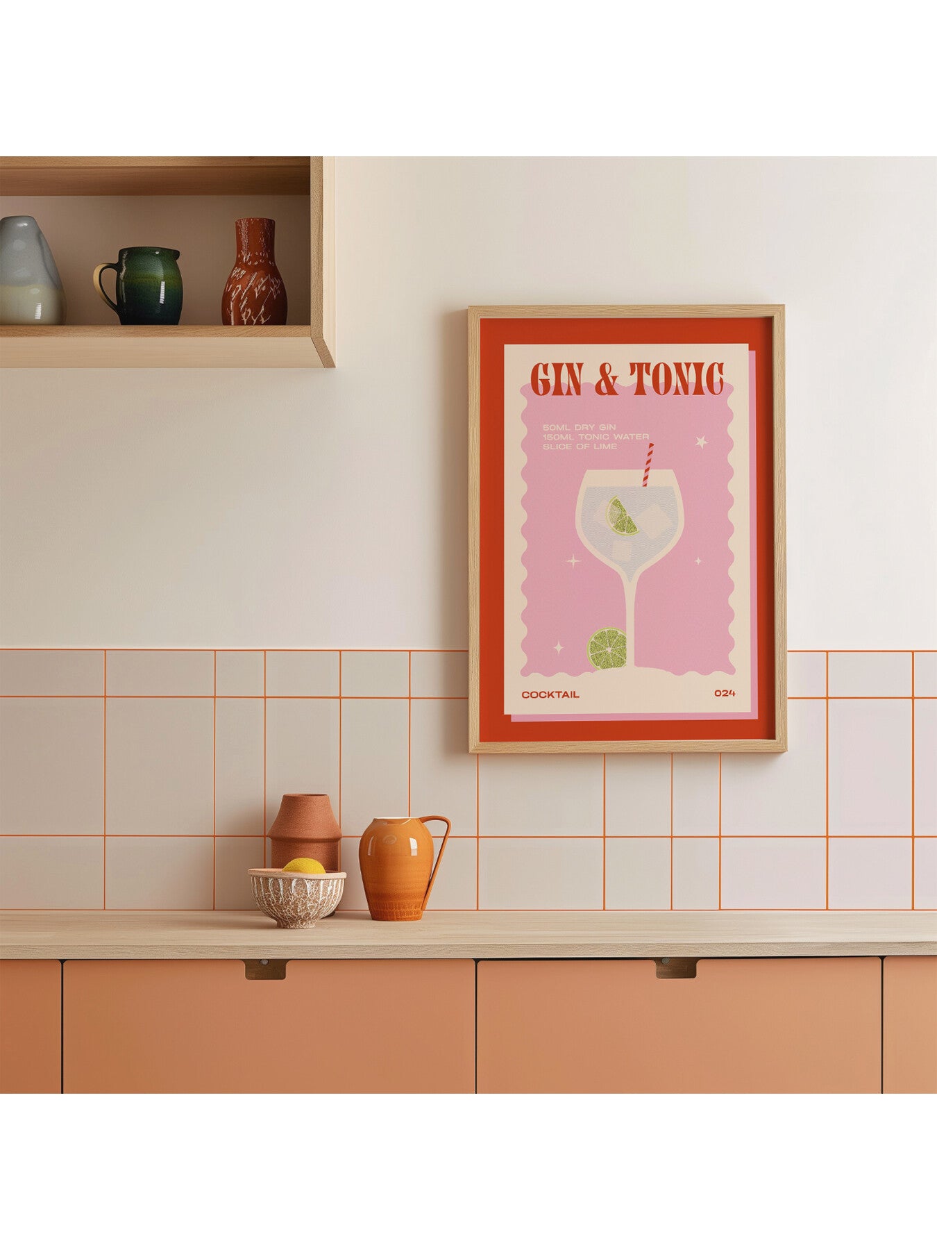 Gin Tonic Red A3 Print