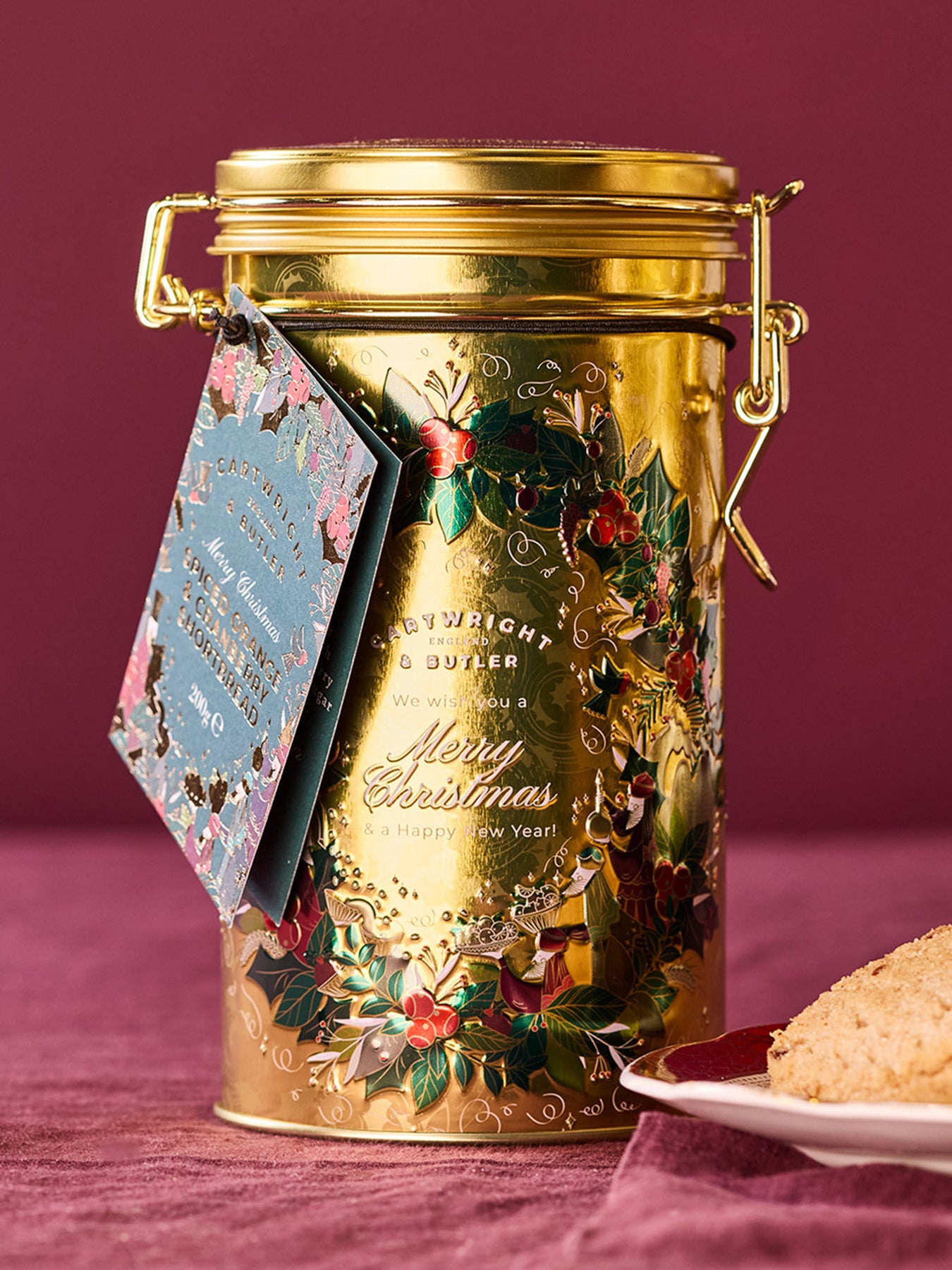 Spiced Orange and Cranberry Shortbreads Tin 200g