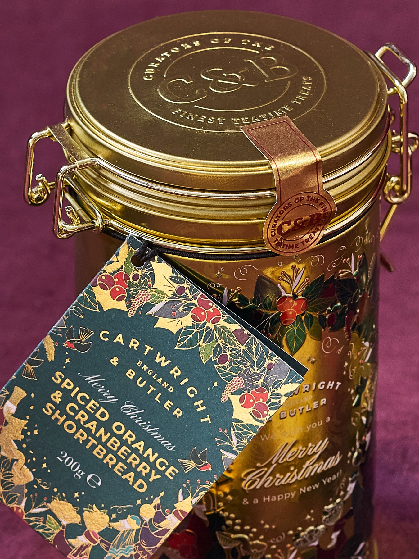 Spiced Orange and Cranberry Shortbreads Tin 200g