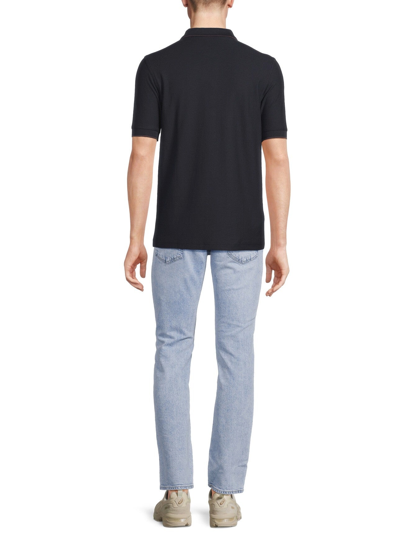 Crepe Pique Zip Neck Polo Shirt