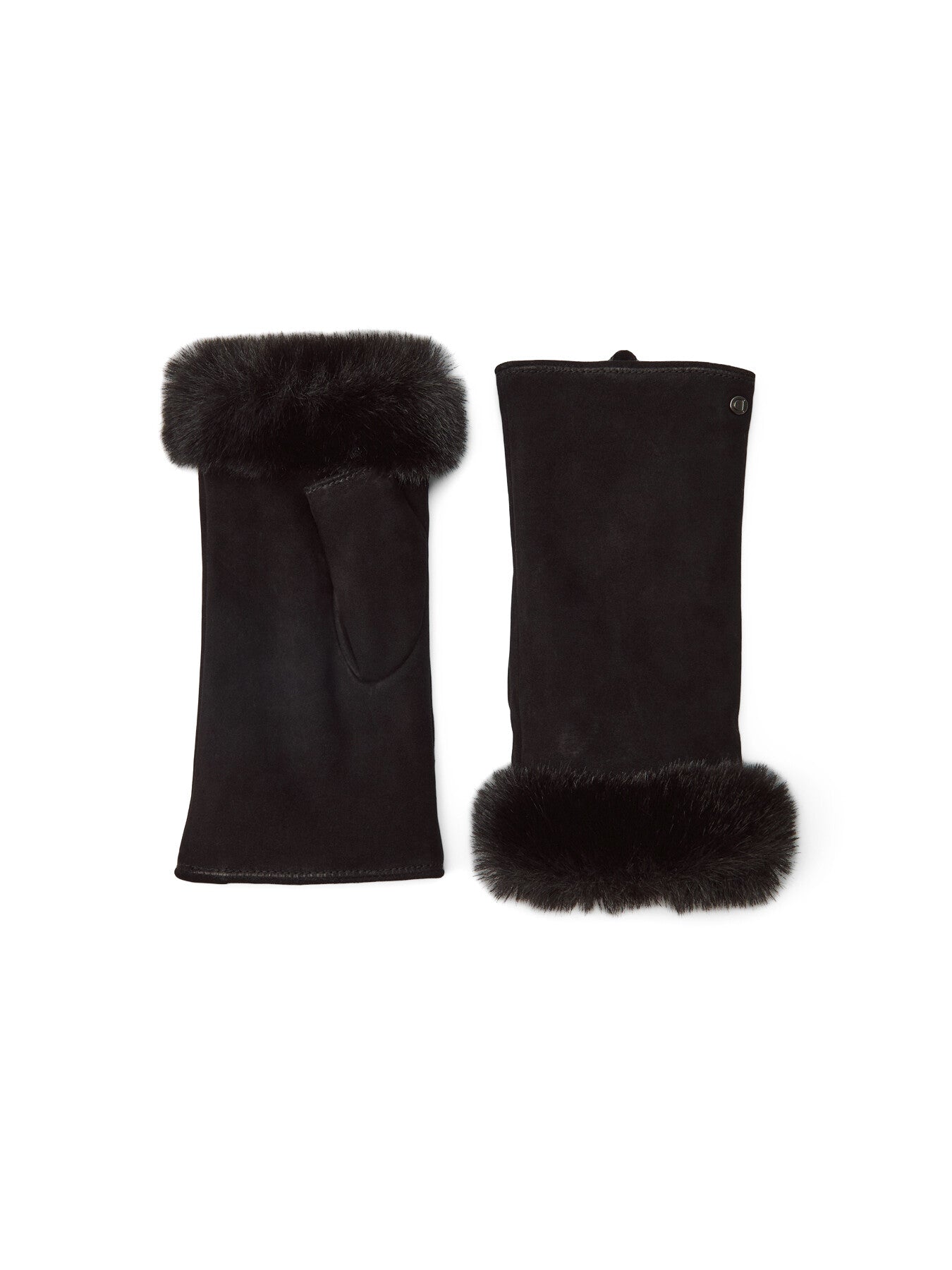 Eva Fingerless Suede Mittens with Faux Fur Trim