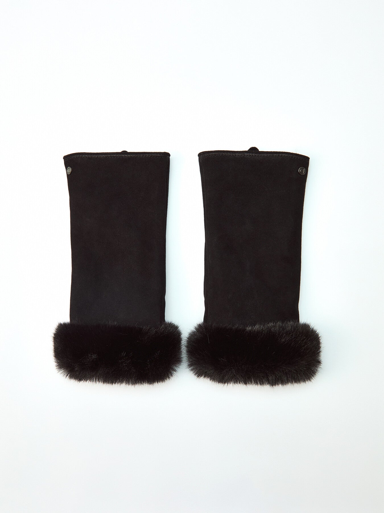 Eva Fingerless Suede Mittens with Faux Fur Trim