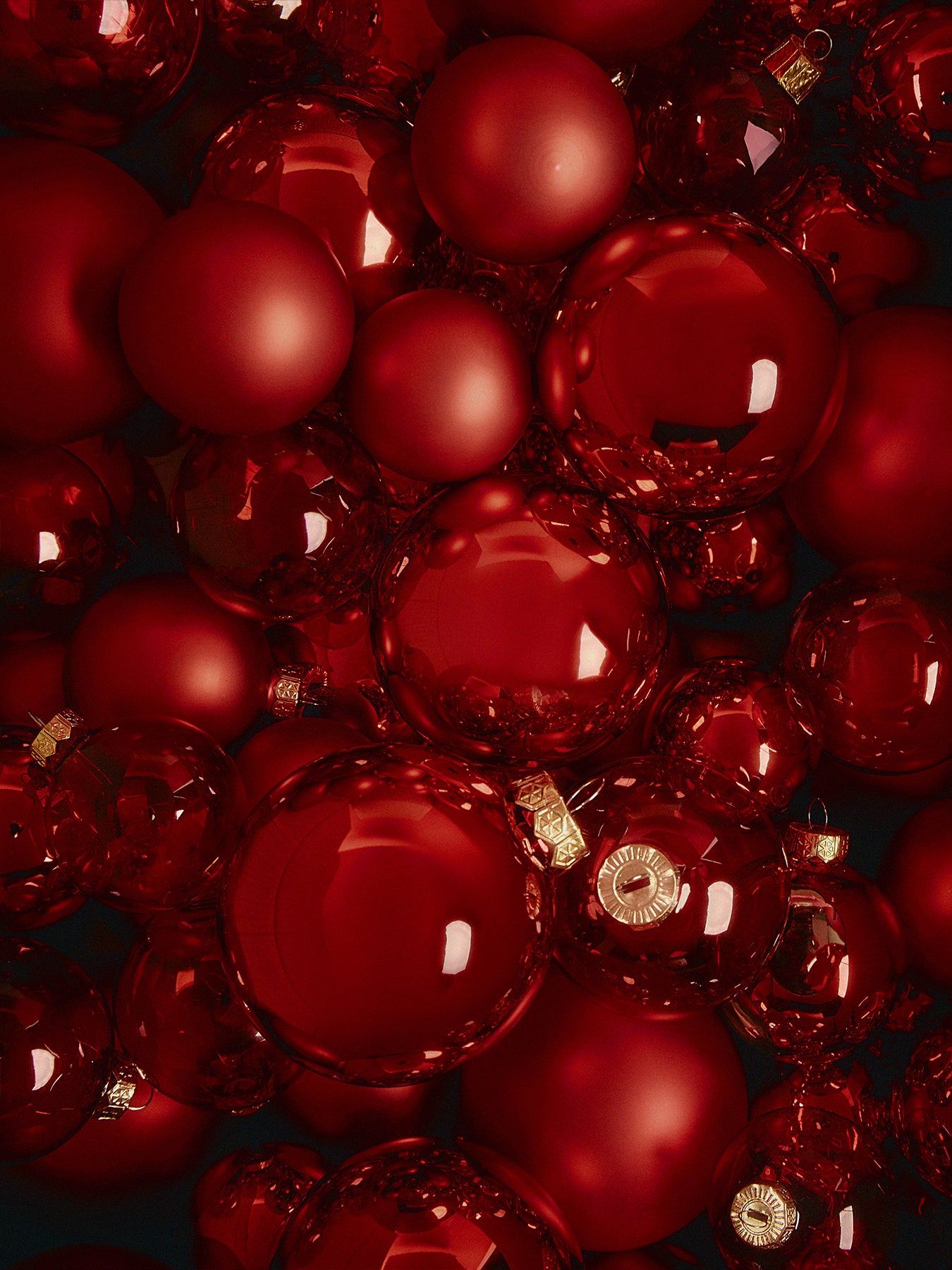 Red Durable Mixed Finish Baubles Pack of 42
