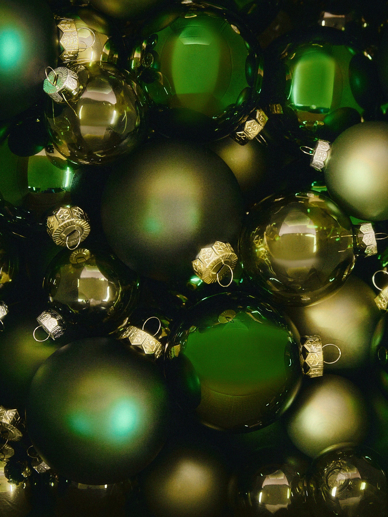 Green Durable Mixed Finish Baubles Pack of 42