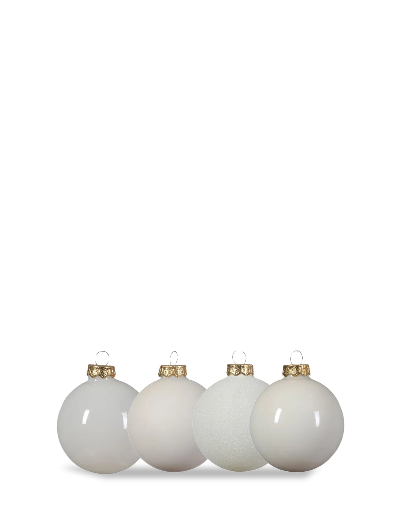 White Glass Mixed Finish Baubles Pack of 42