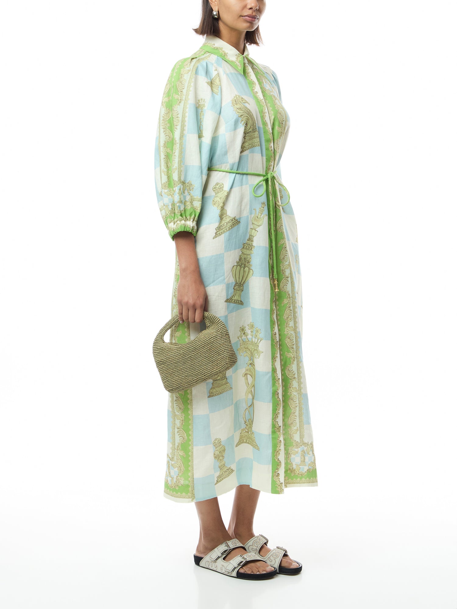 Checkmate Midi Linen Dress