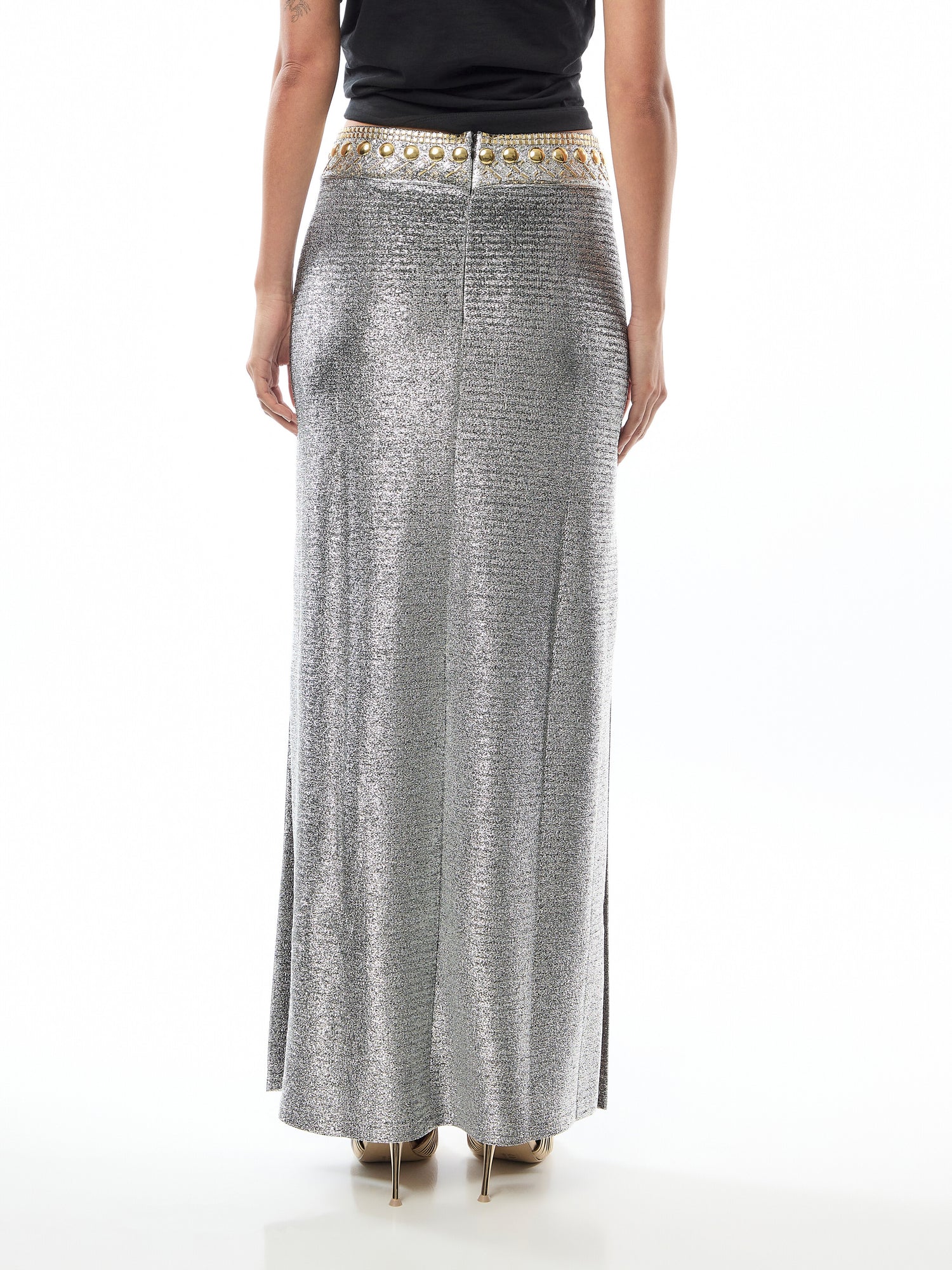 Embellished Side Slit Maxi Skirt