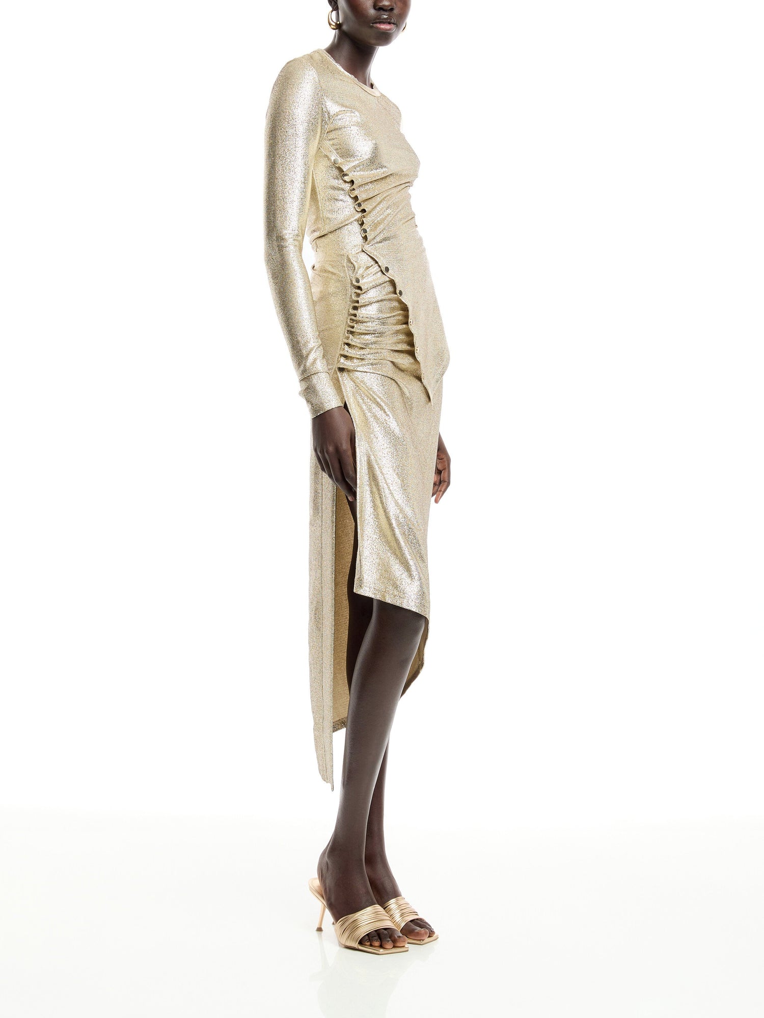 Gold Drape Midi Skirt