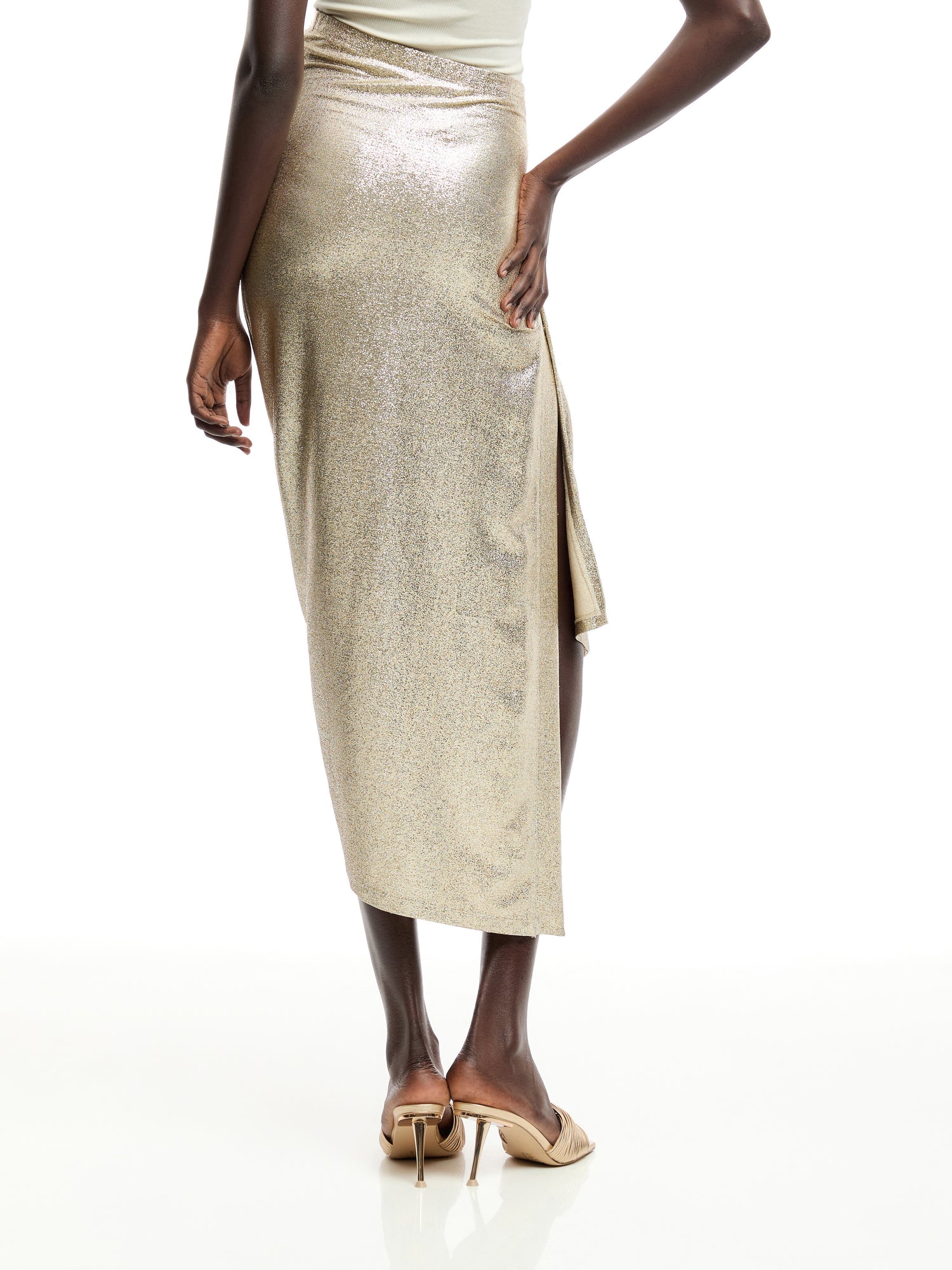 Gold Drape Midi Skirt