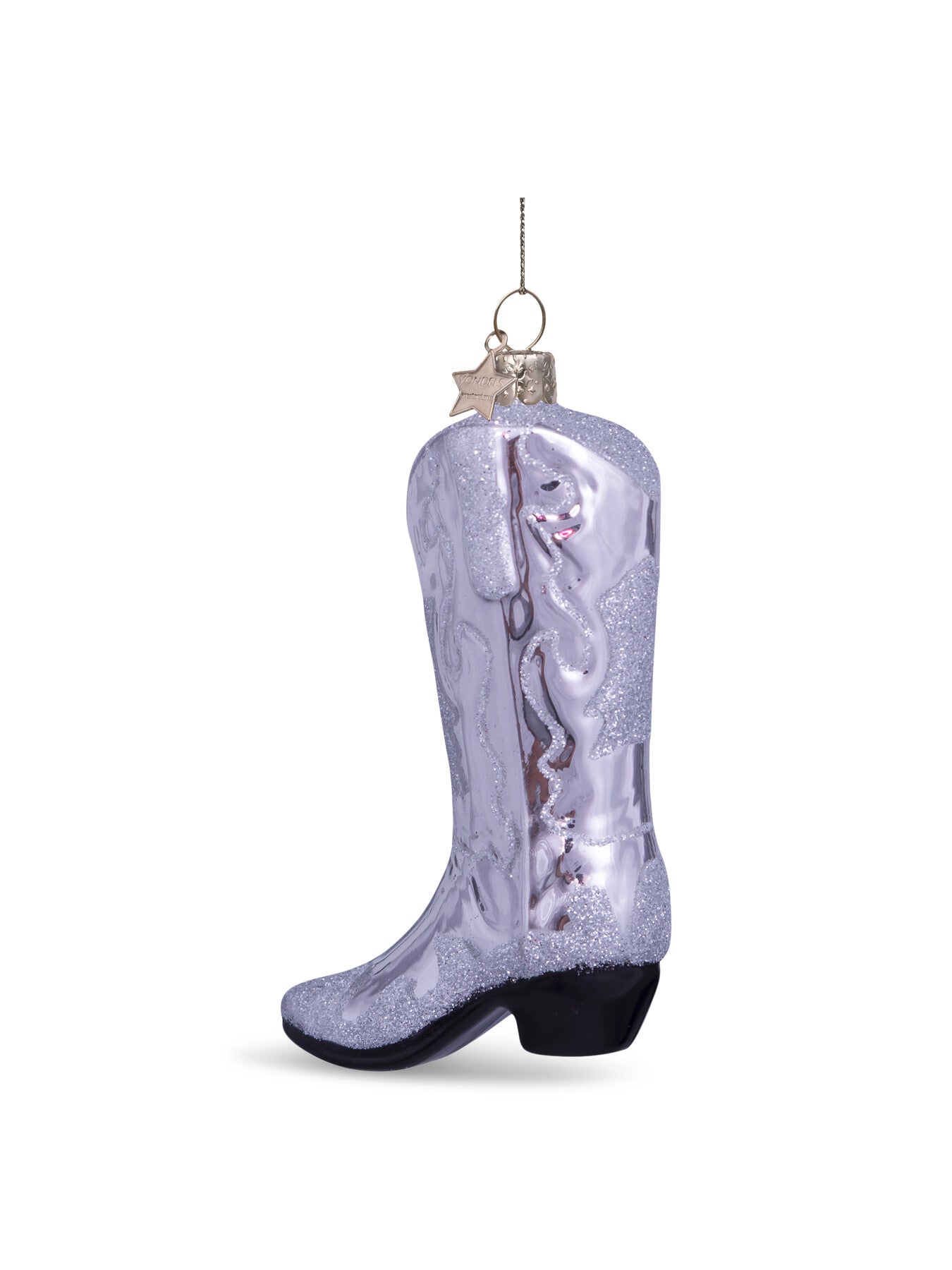 Ornament Glass Silver Cowboy Boot 11.5cm