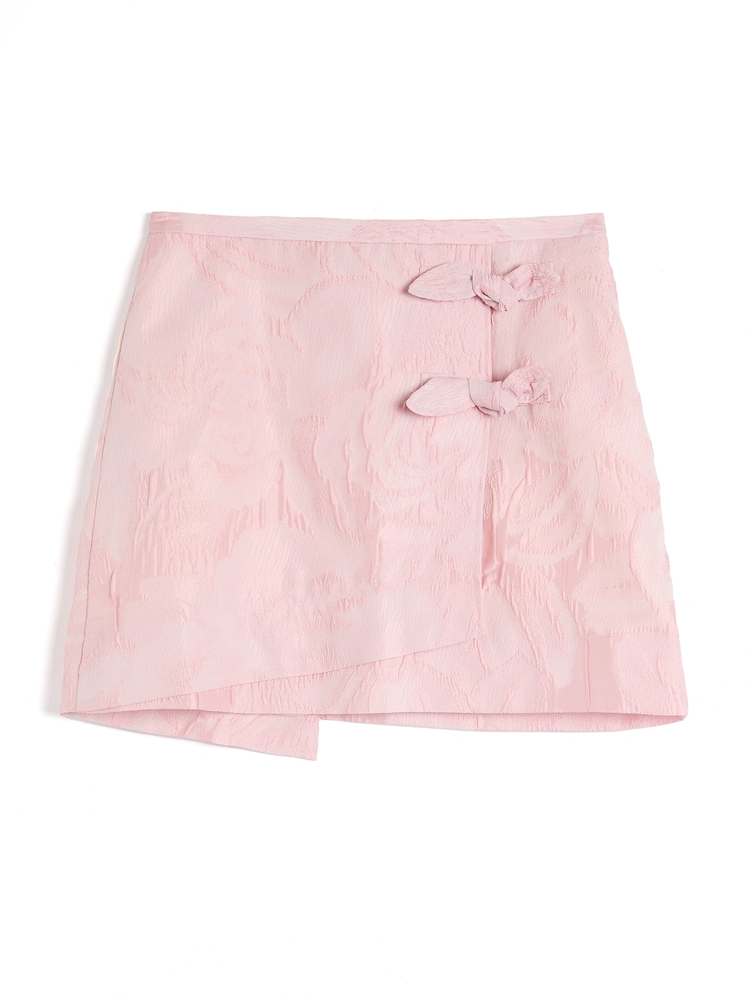 Pink Textured Cloqué Mini Skirt