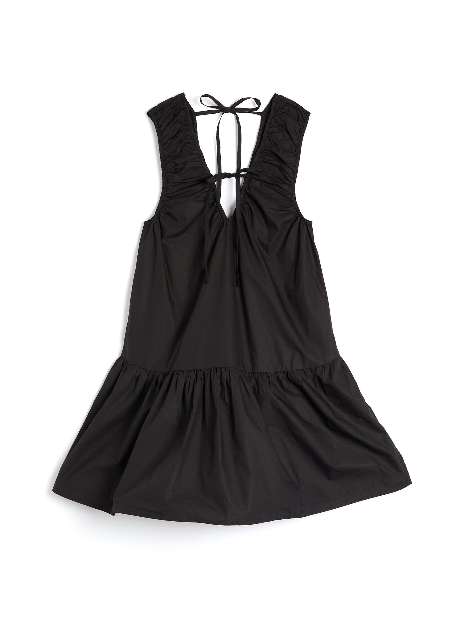 Black Cotton Poplin Mini Dress