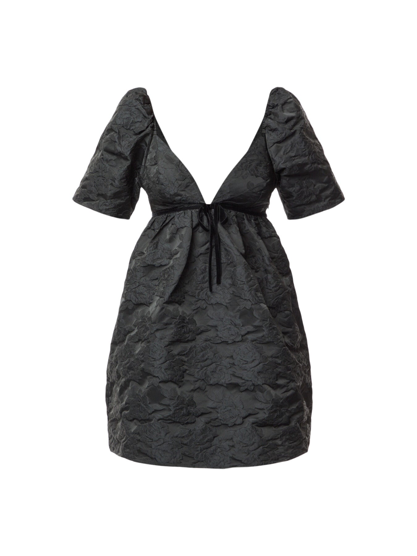 Botanical Jacquard Open-back Mini Dress
