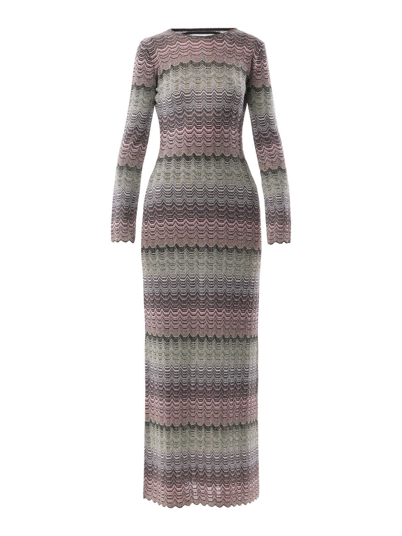 Long Dress with Lamé Greek Motif