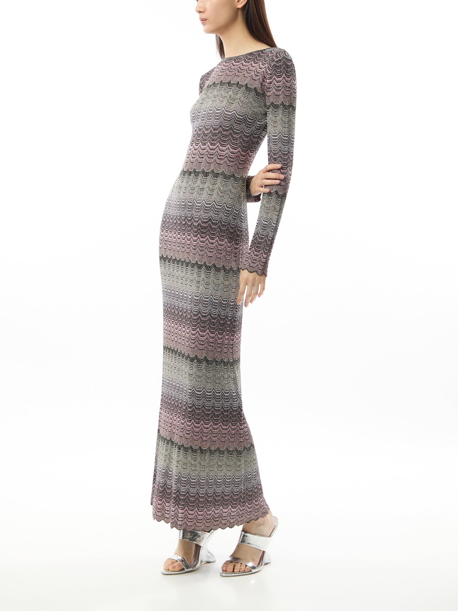 Long Dress with Lamé Greek Motif