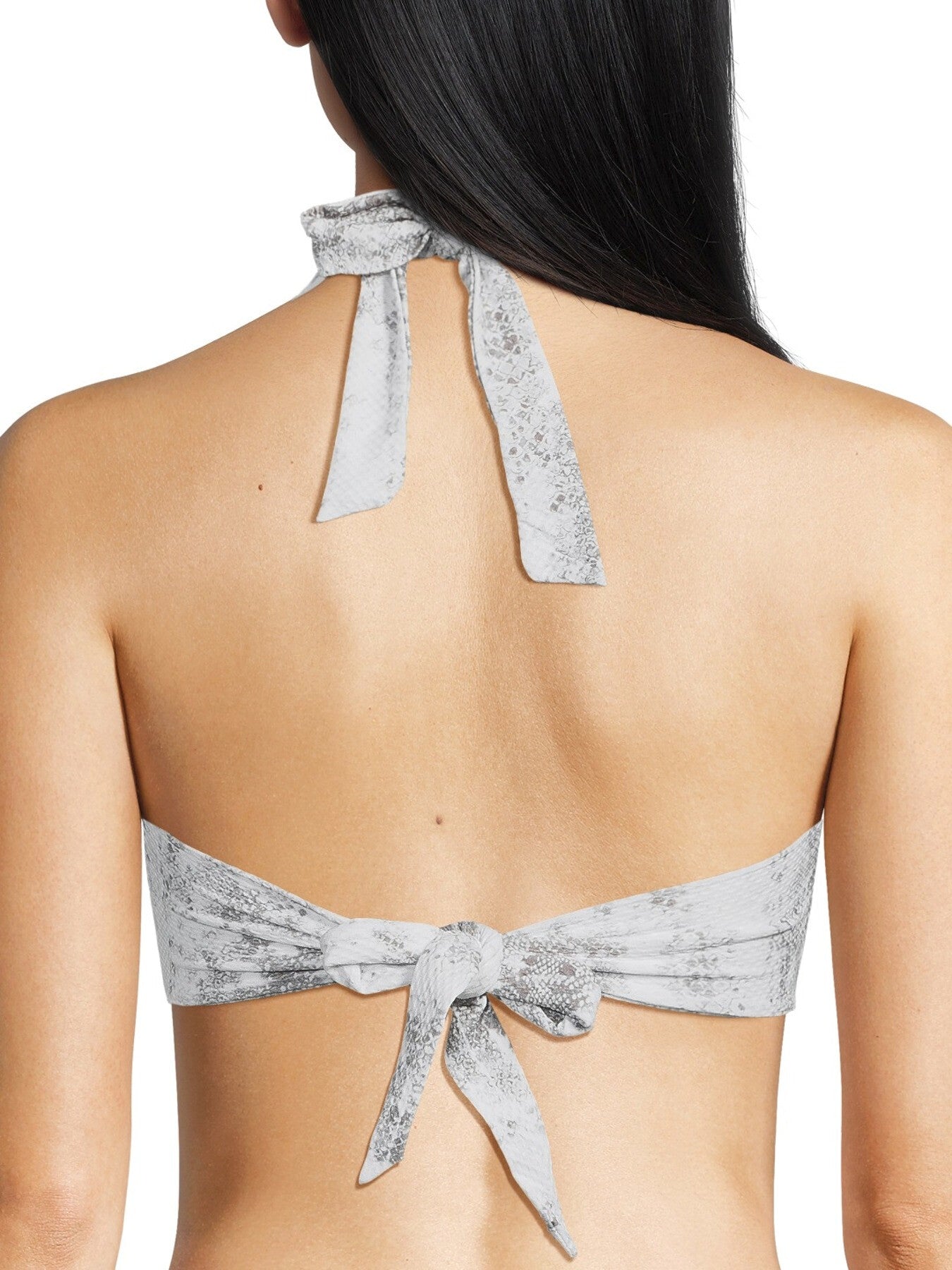 Snake Print Textured U-Bar Bikini Top