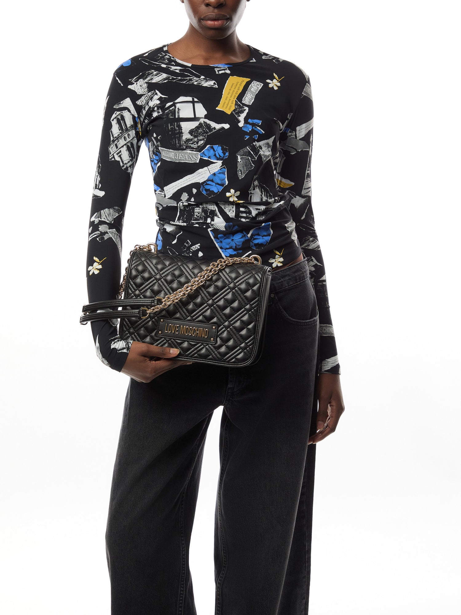 Quilted Shoulder Bag with Chain Strap