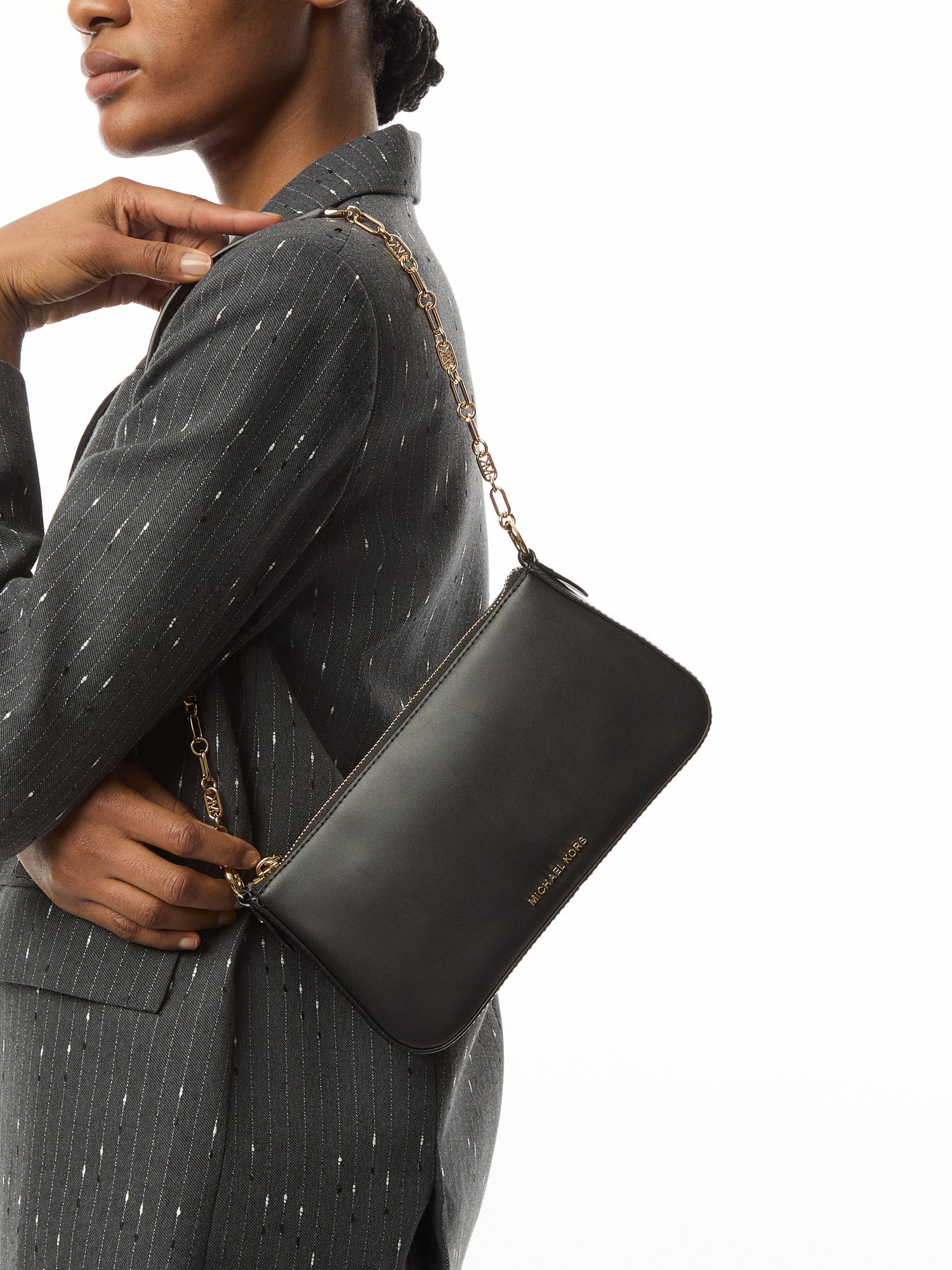 Empire Medium Leather Chain-Link Pochette
