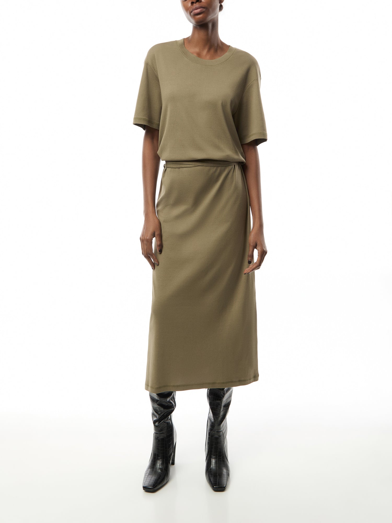Belted Rib T-shirt Dress