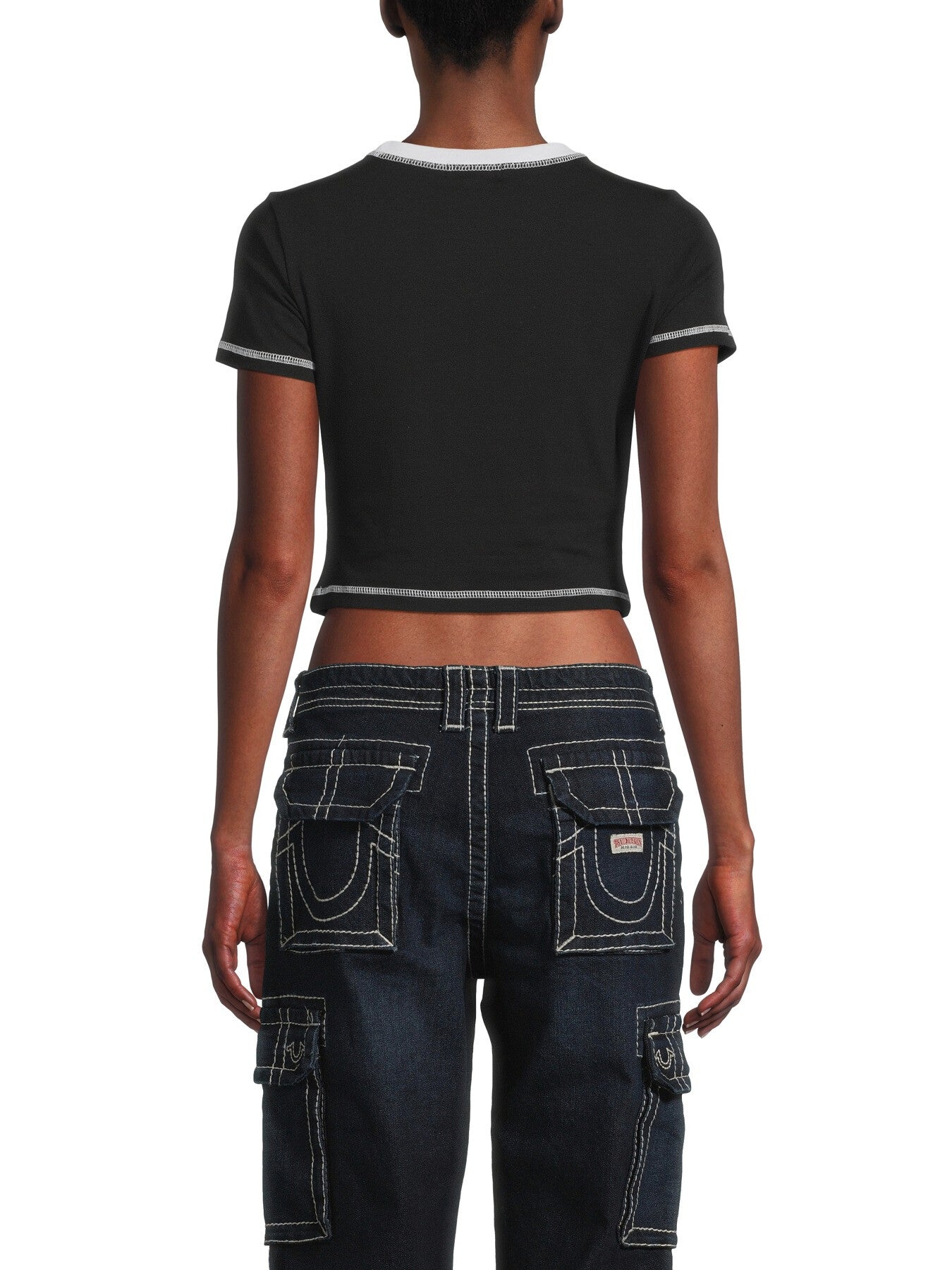 Contrast Stitch Cropped T-Shirt