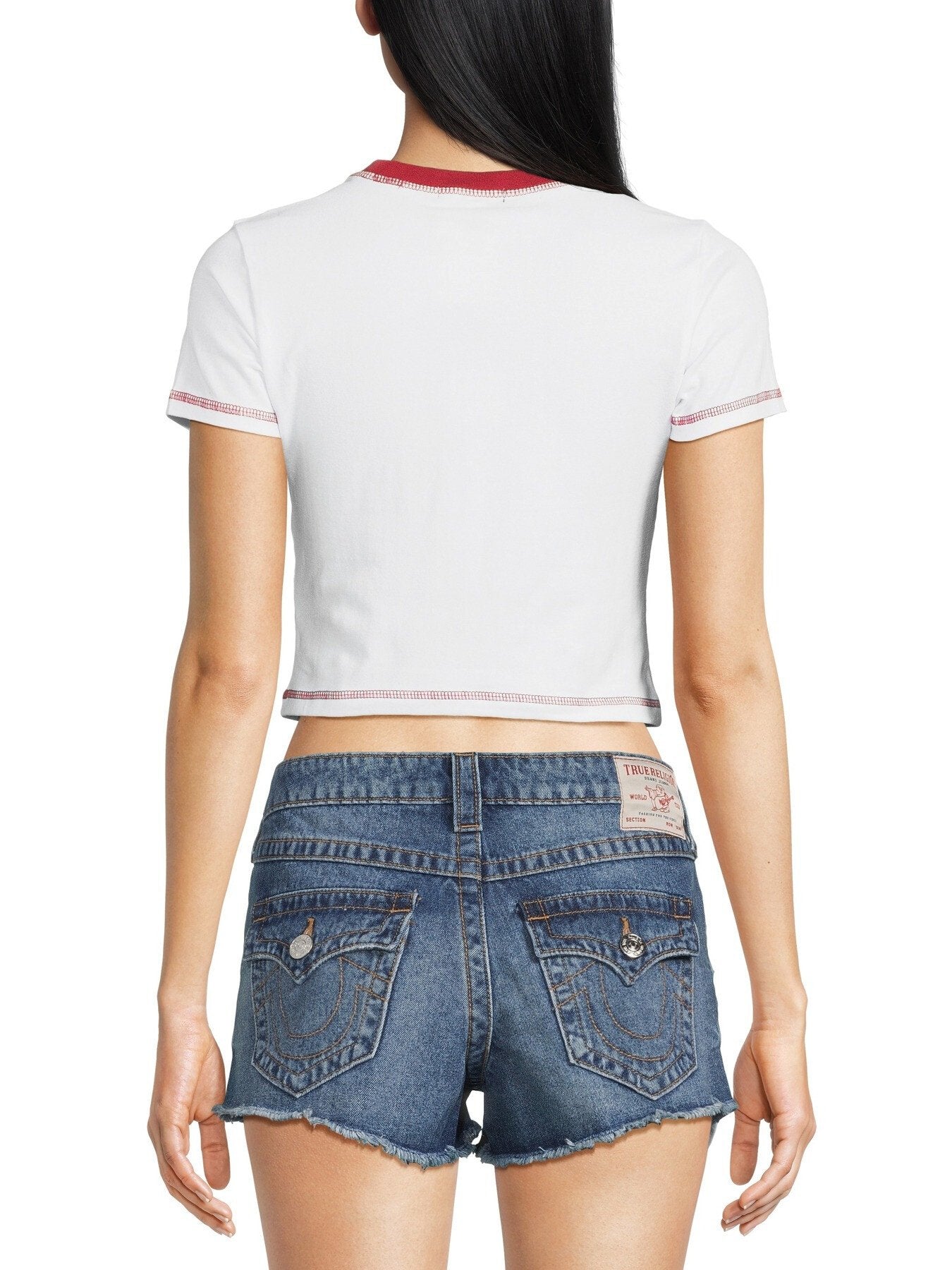 Contrast Stitch Cropped T-Shirt