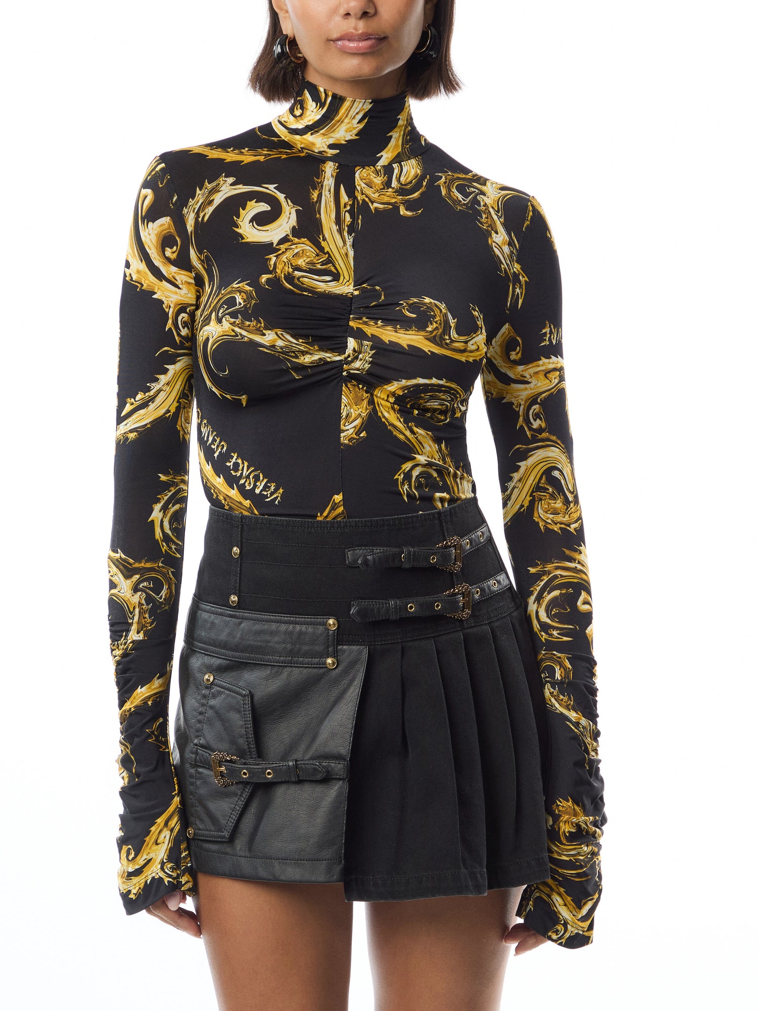 Black Turtleneck With Gold Print