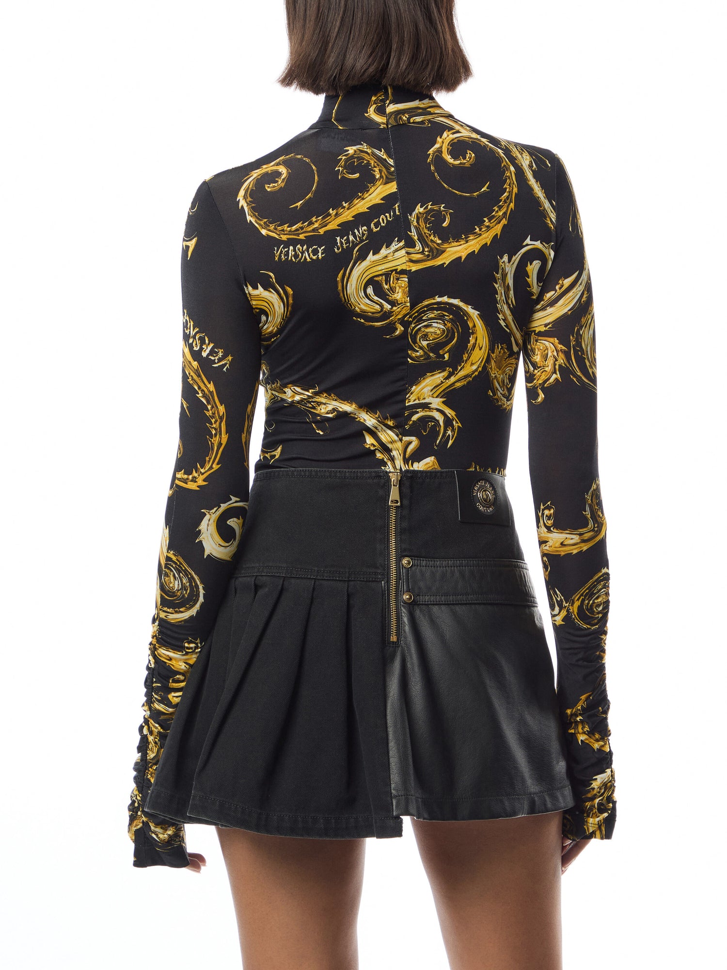 Black Turtleneck With Gold Print