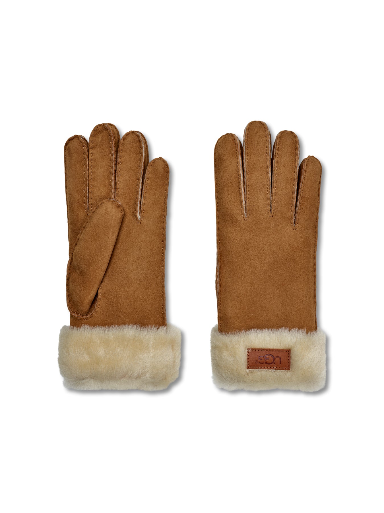 Turn Up Cuff Mittens Chestnut Leather