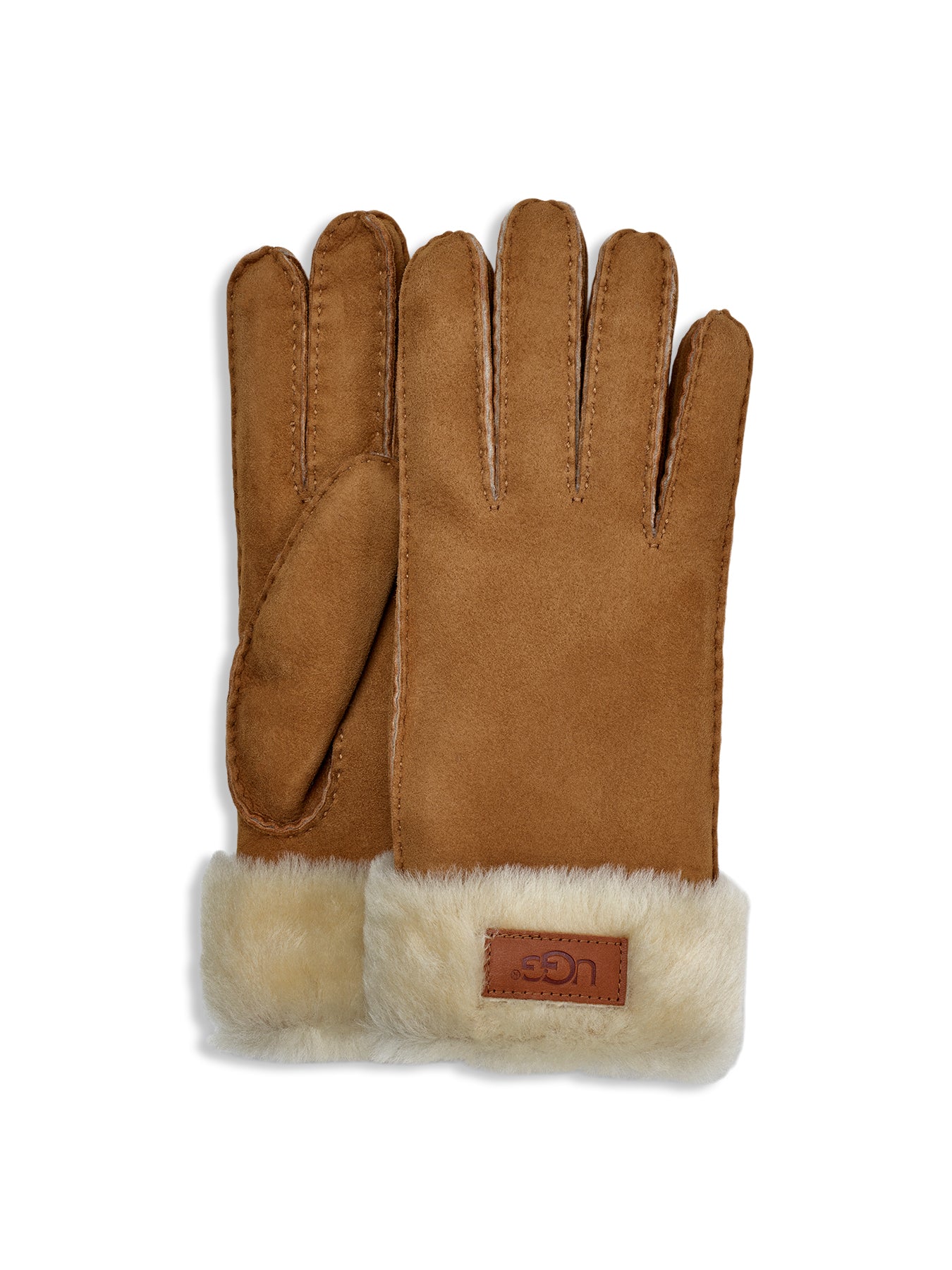 Turn Up Cuff Mittens Chestnut Leather