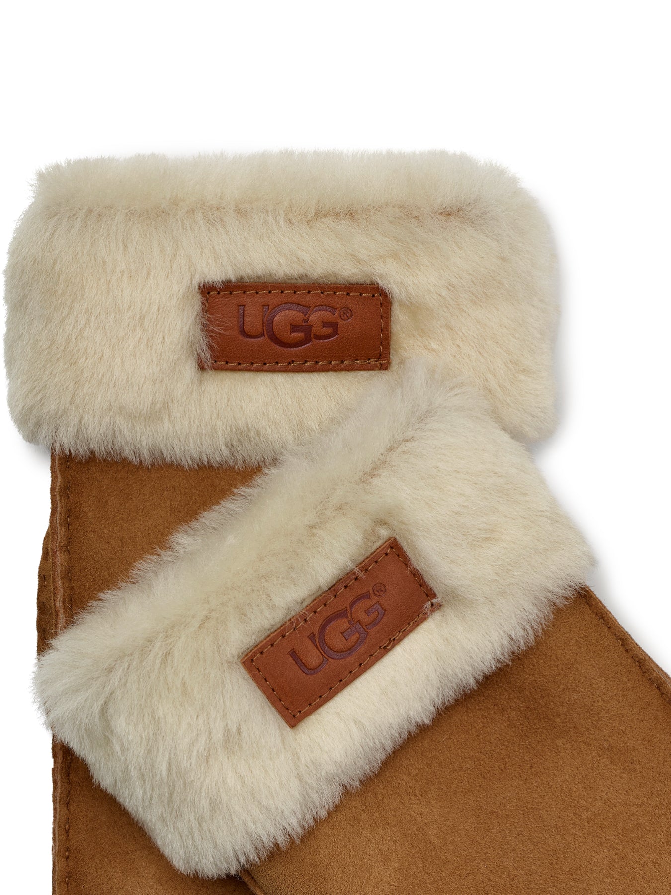 Turn Up Cuff Mittens Chestnut Leather