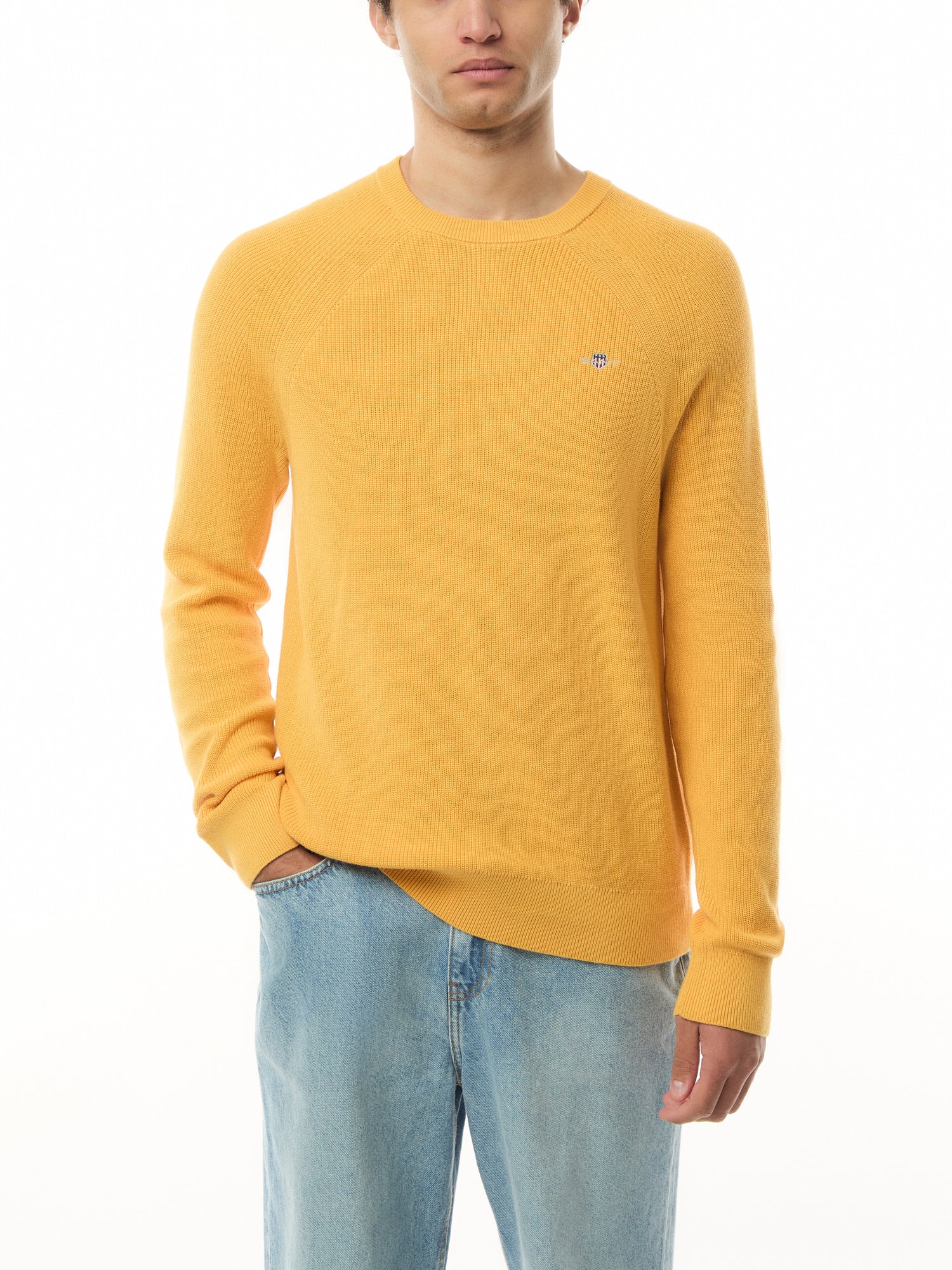 Ribbed Cotton Wool Crew Neck Sweater