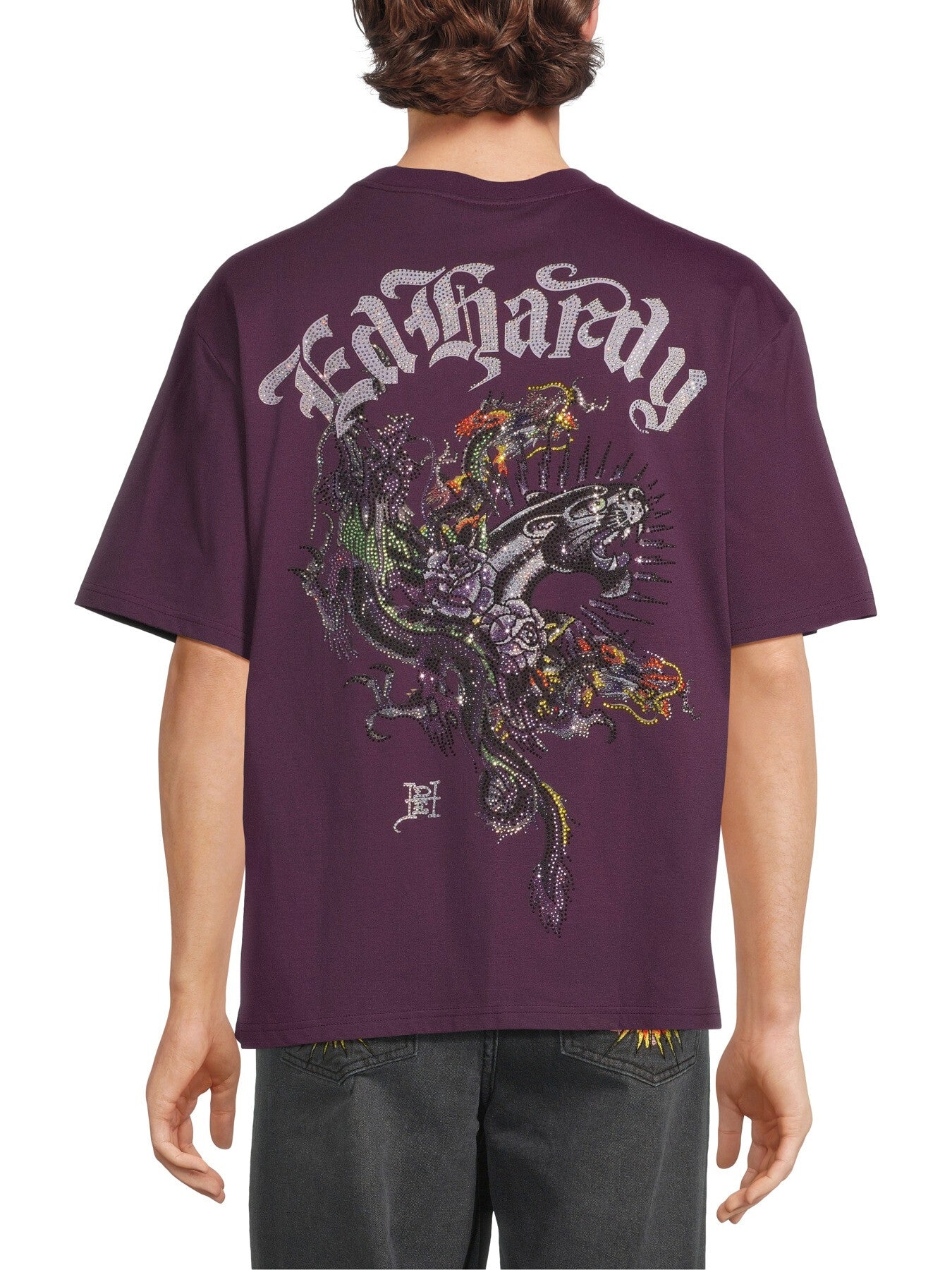 Panther And Drag Diamante Relaxed T-Shirt