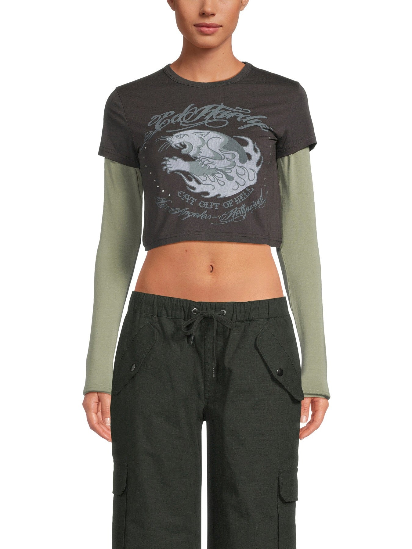 Hellcat Double Sleeve Diamante Baby T-Shirt