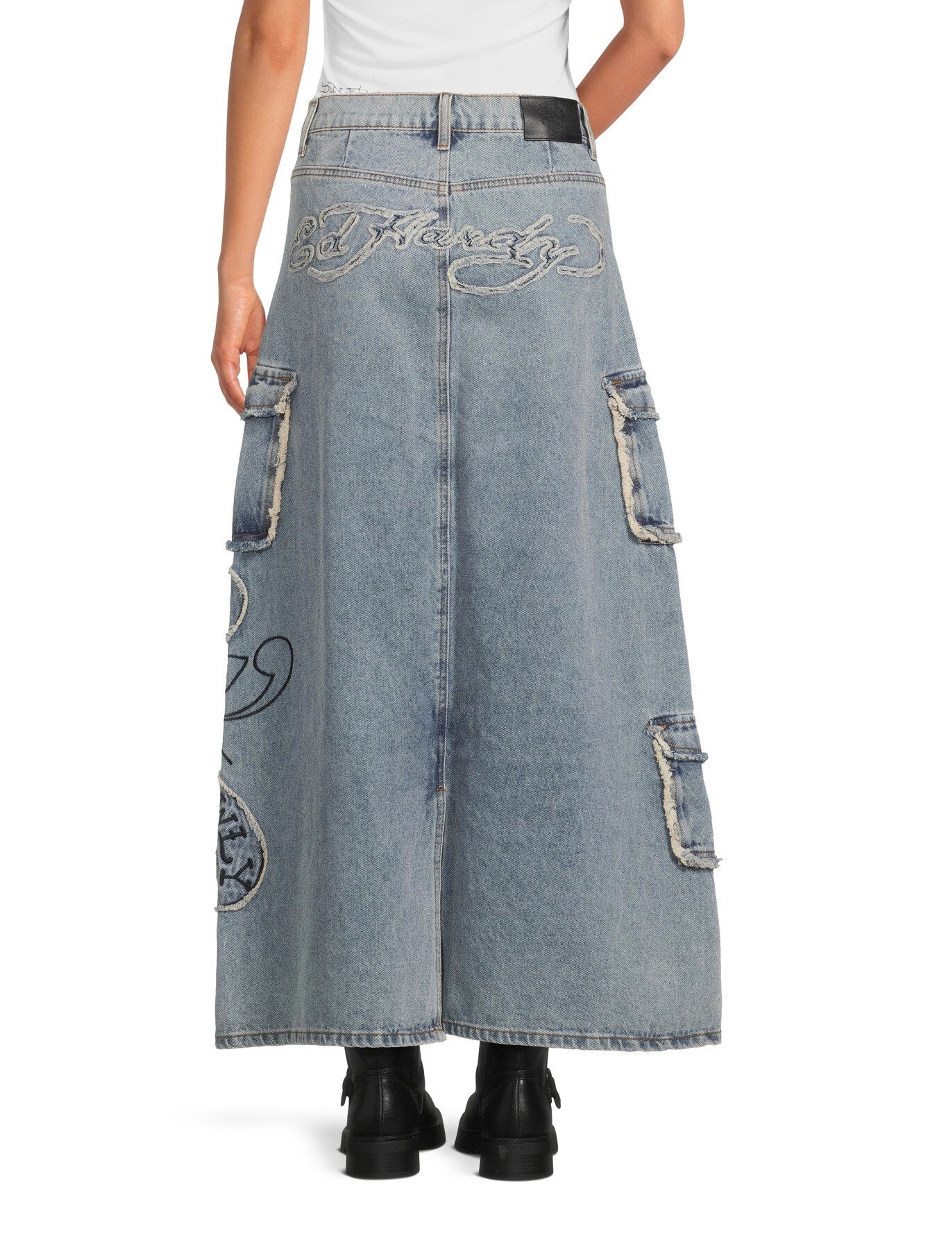 Raw Edge Denim Maxi Skirt