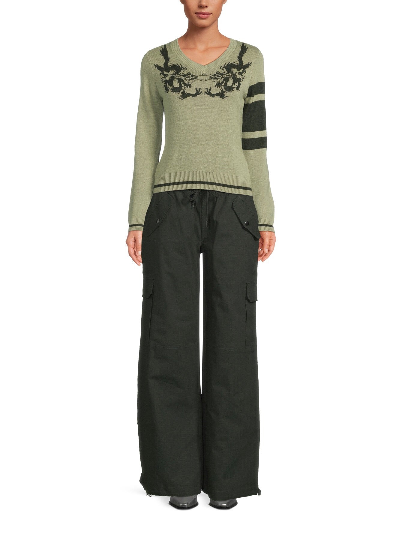 Dancing Dragon V Neck Knitted Jumper
