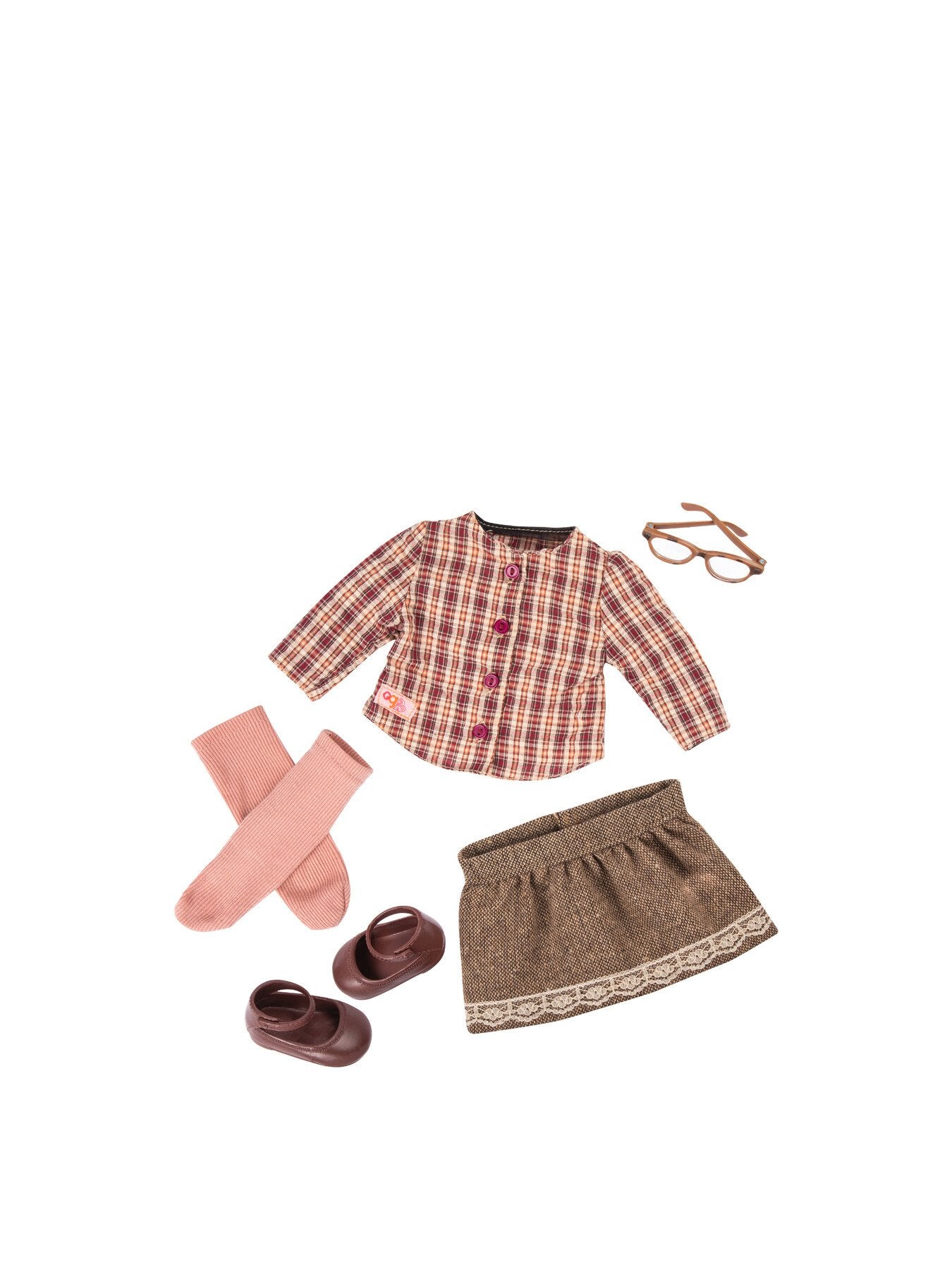 Doll with Plaid Shirt and Skirt April