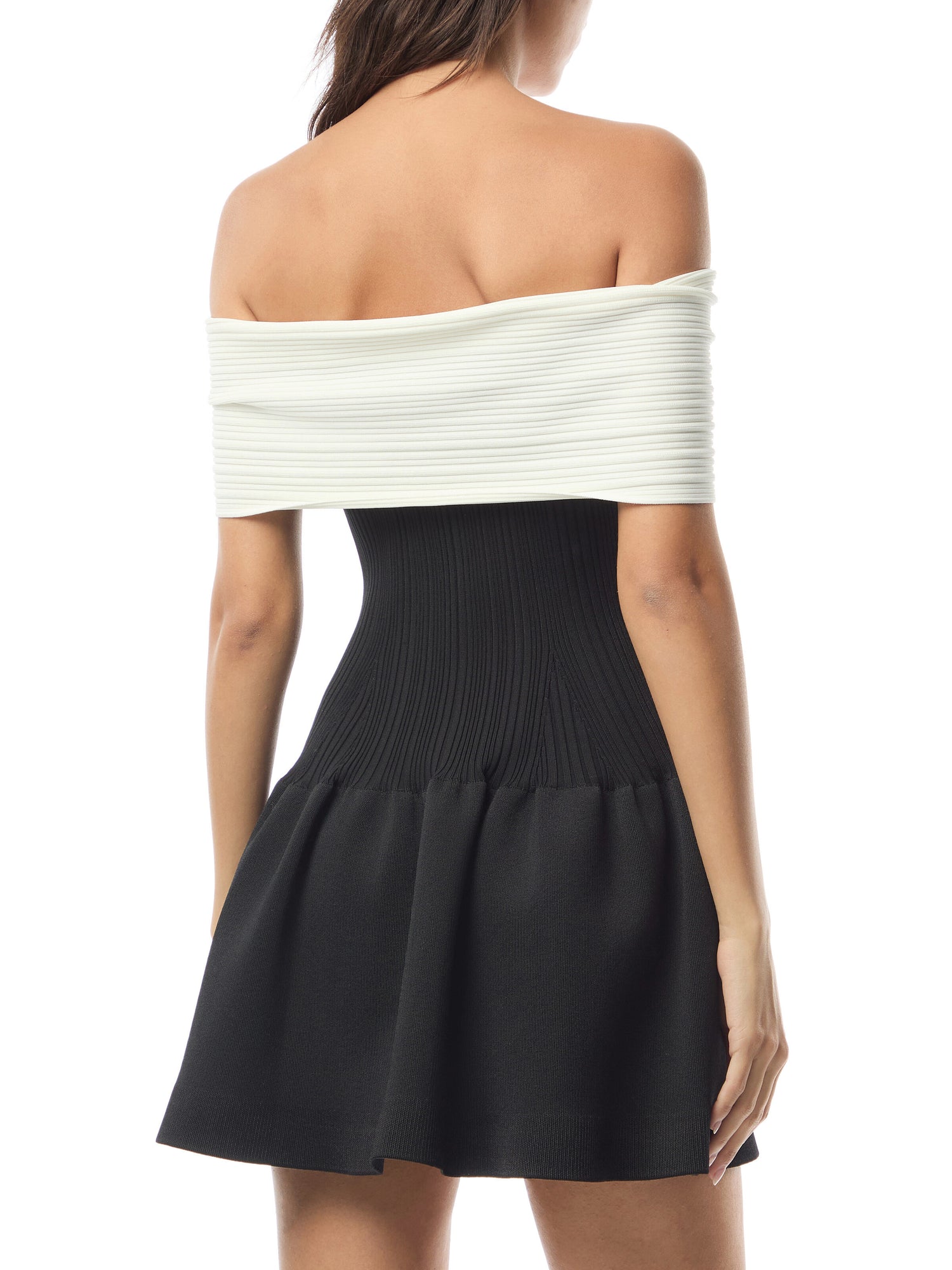 Black Bow Ribbed Mini Dress