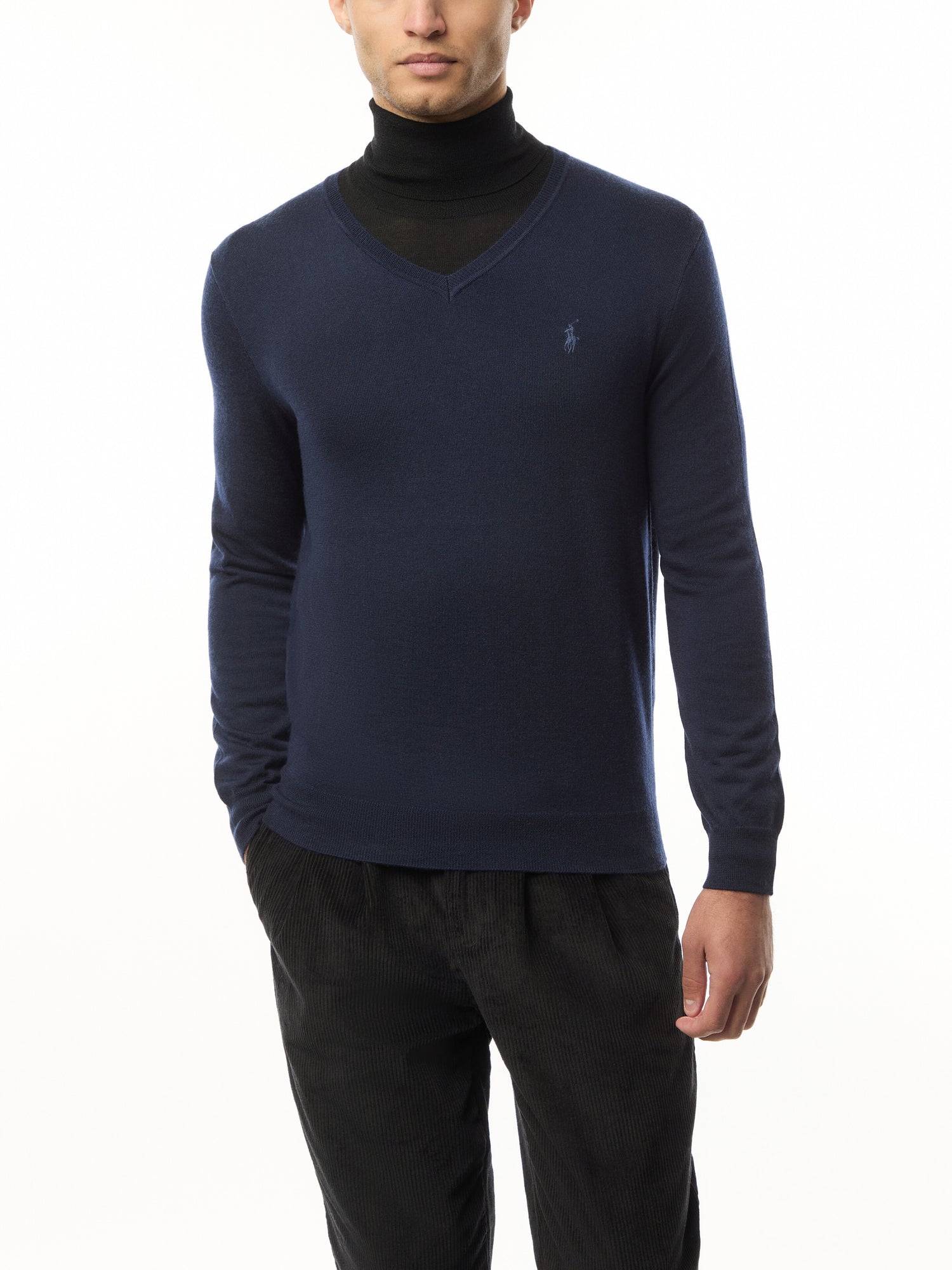 Slim Fit Washable Wool V Neck Sweater