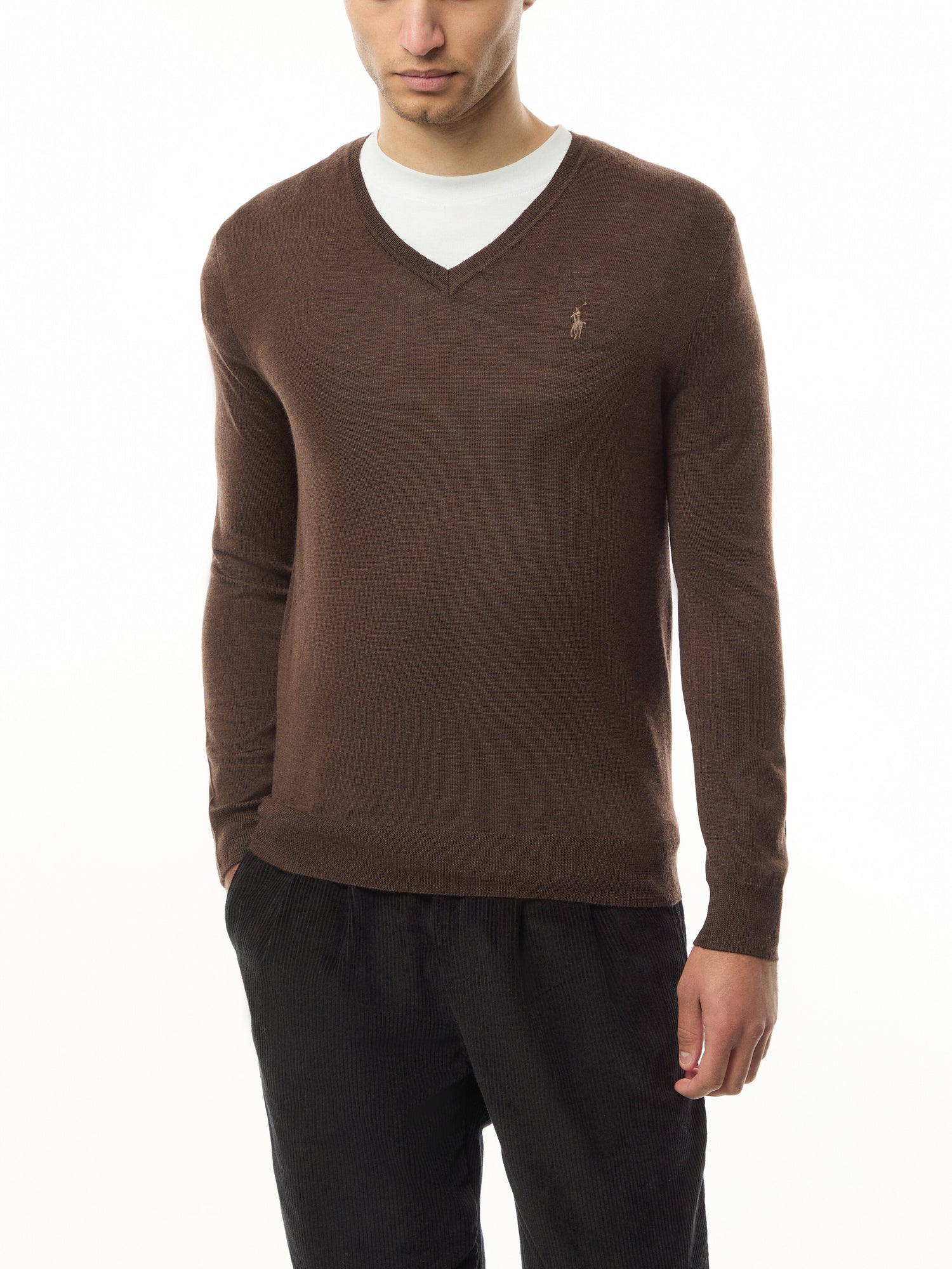 Slim Fit Washable Wool V Neck Sweater