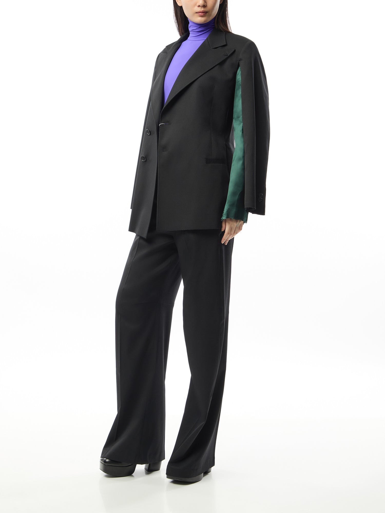 Raw Edge Poly Trousers