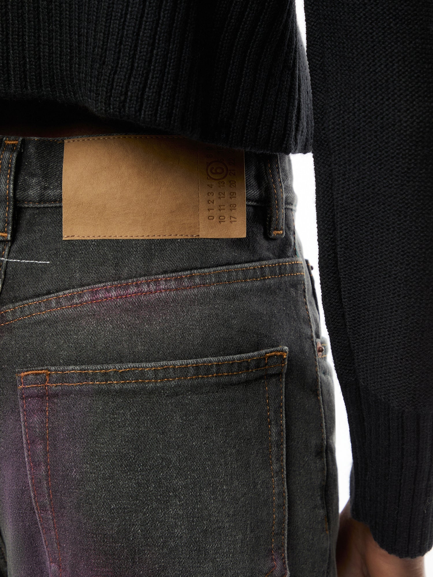 Chalk Print 5-Pocket Denim Pants Black