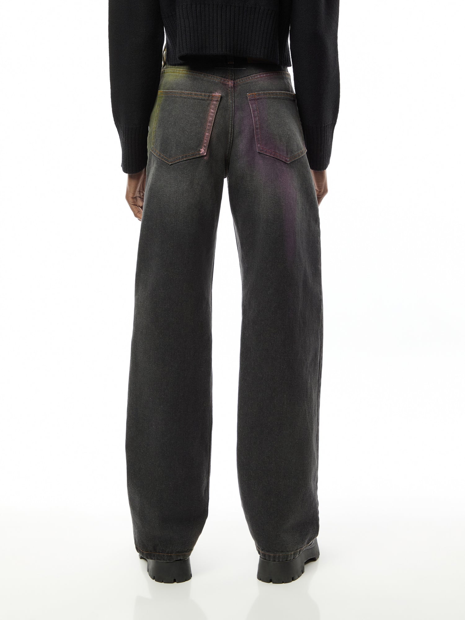 Chalk Print 5-Pocket Denim Pants Black