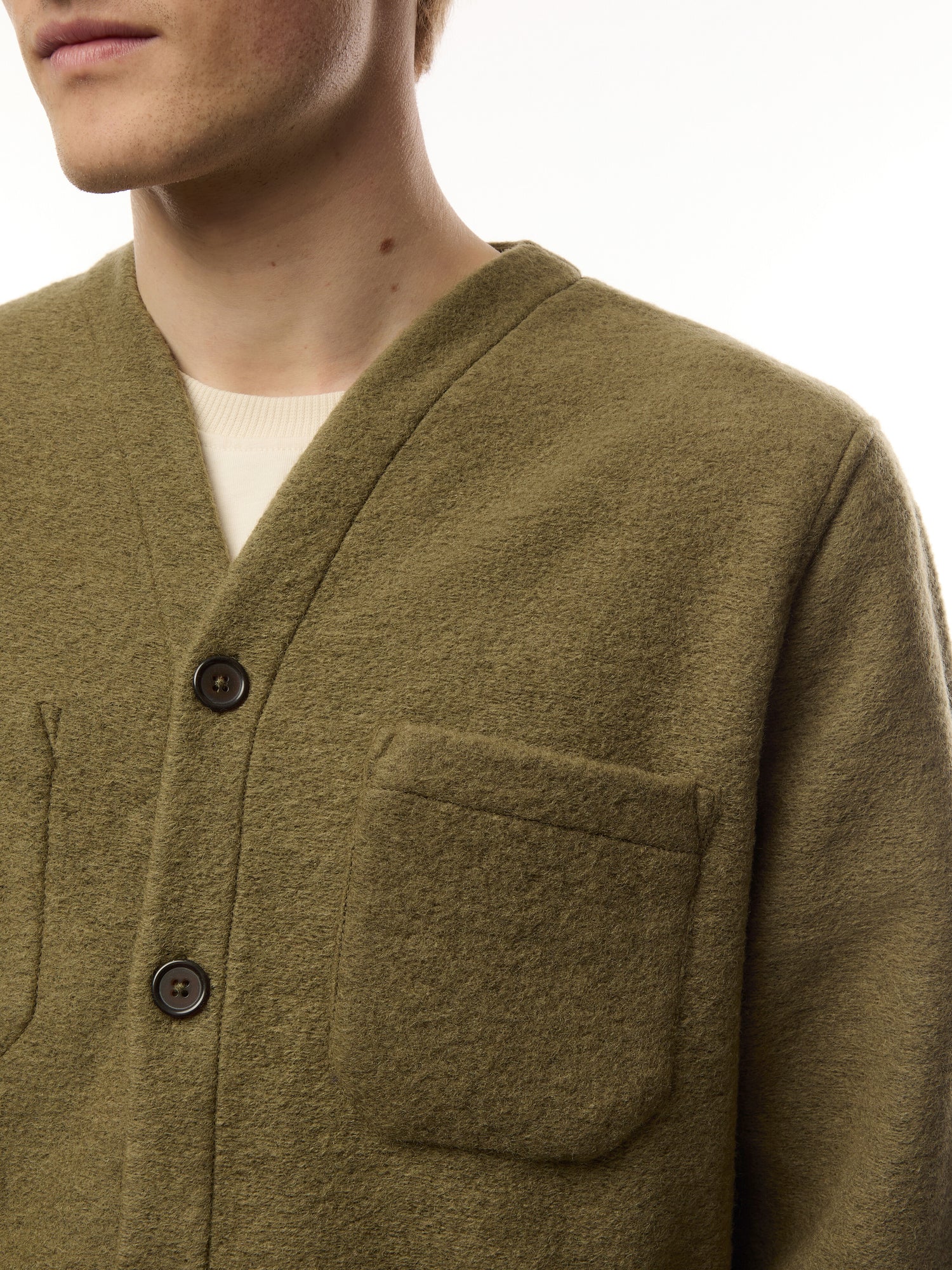 Wool Fleece Button Cardigan