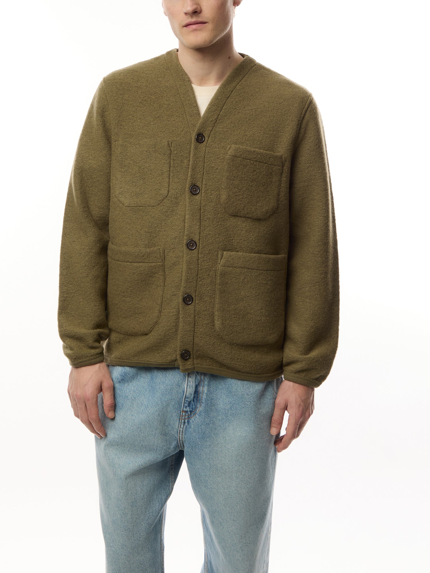 Wool Fleece Button Cardigan