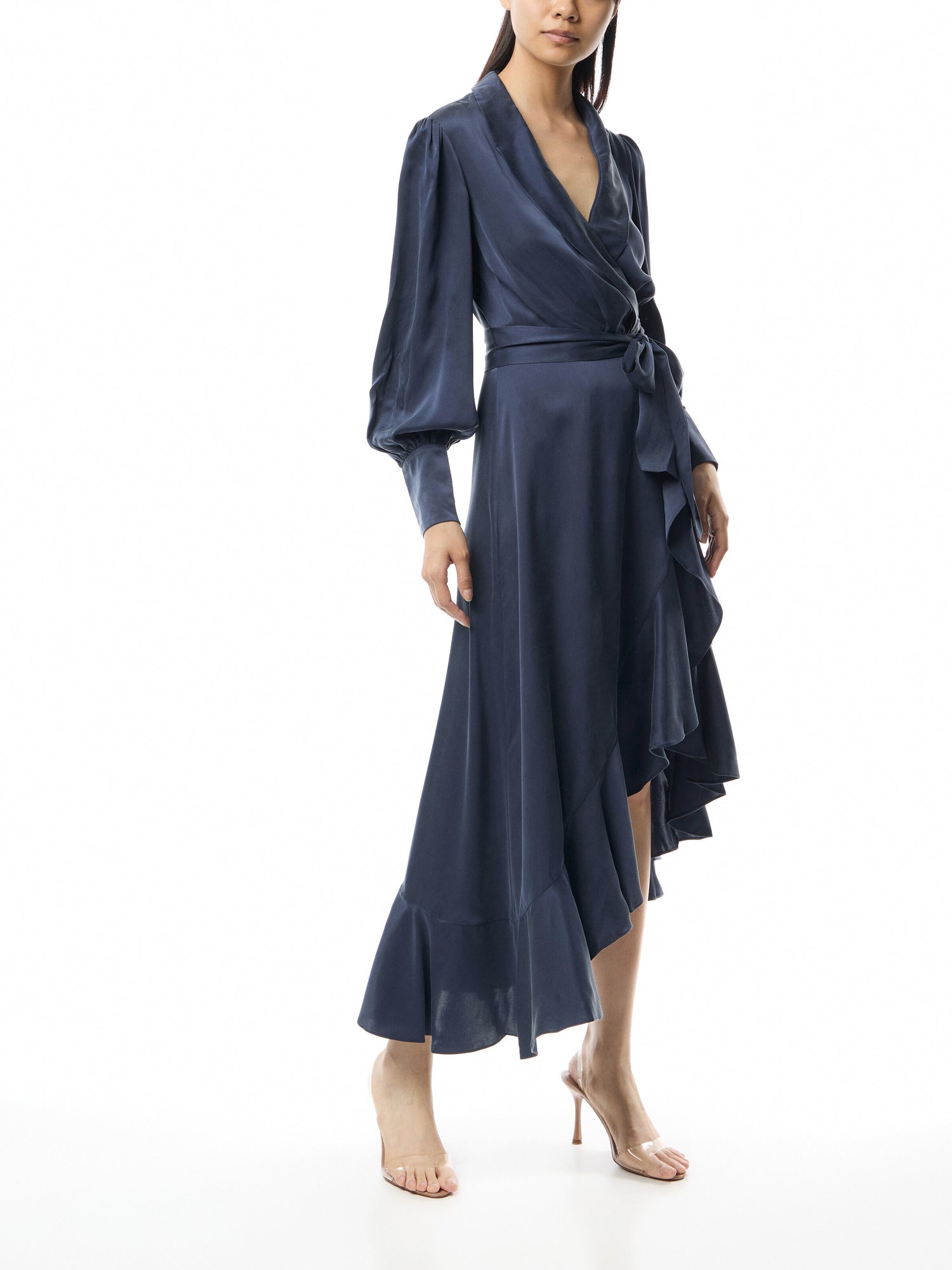 Silk Wrap Midi Dress