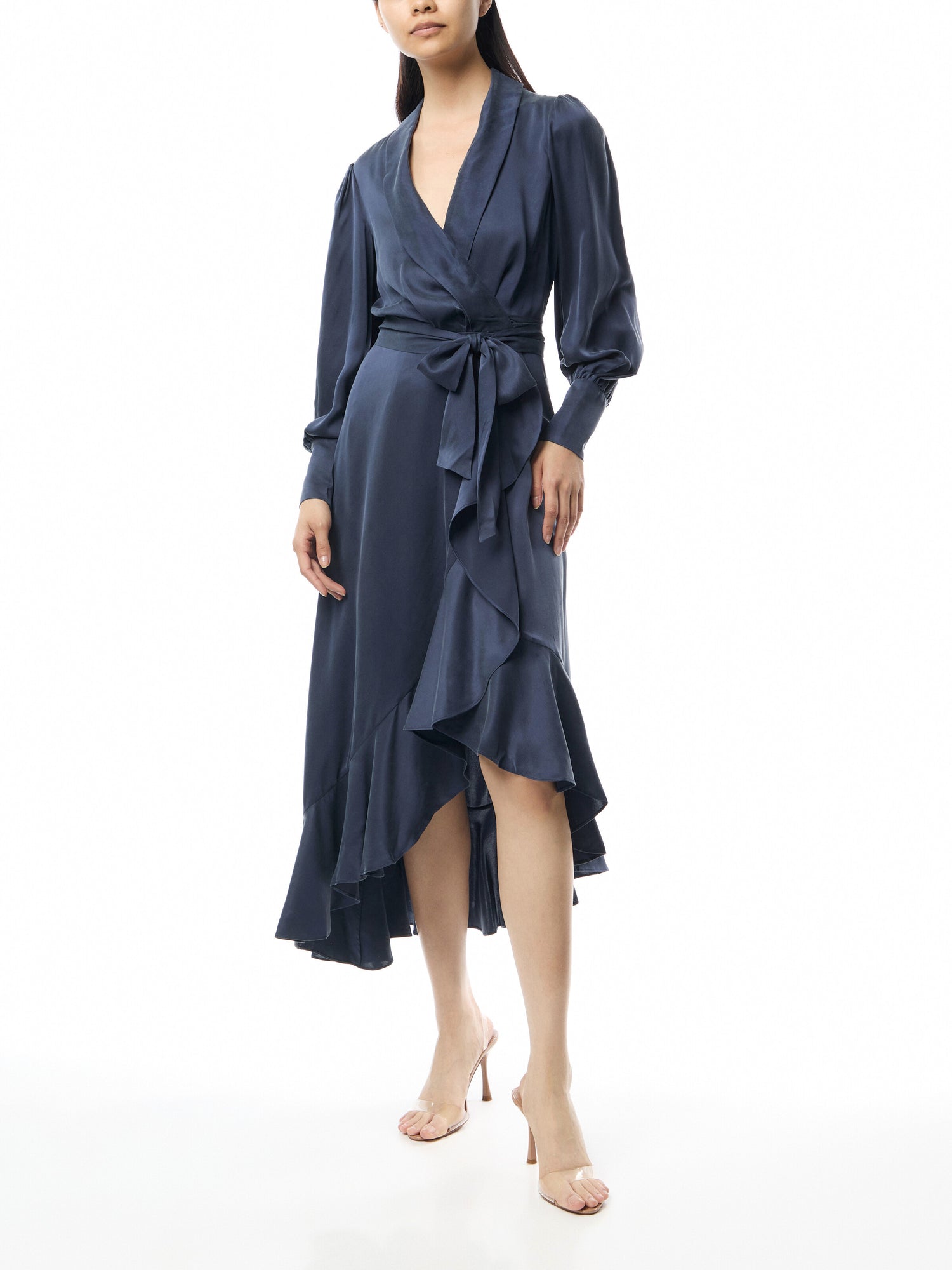 Silk Wrap Midi Dress