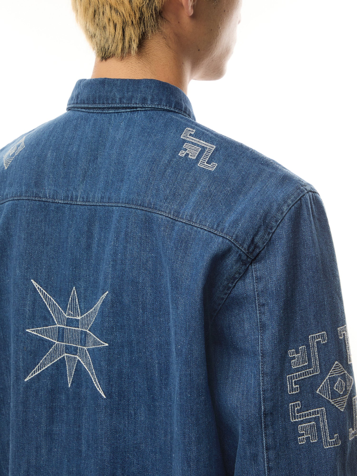 Trin Denim Geo Embroidery Shrit