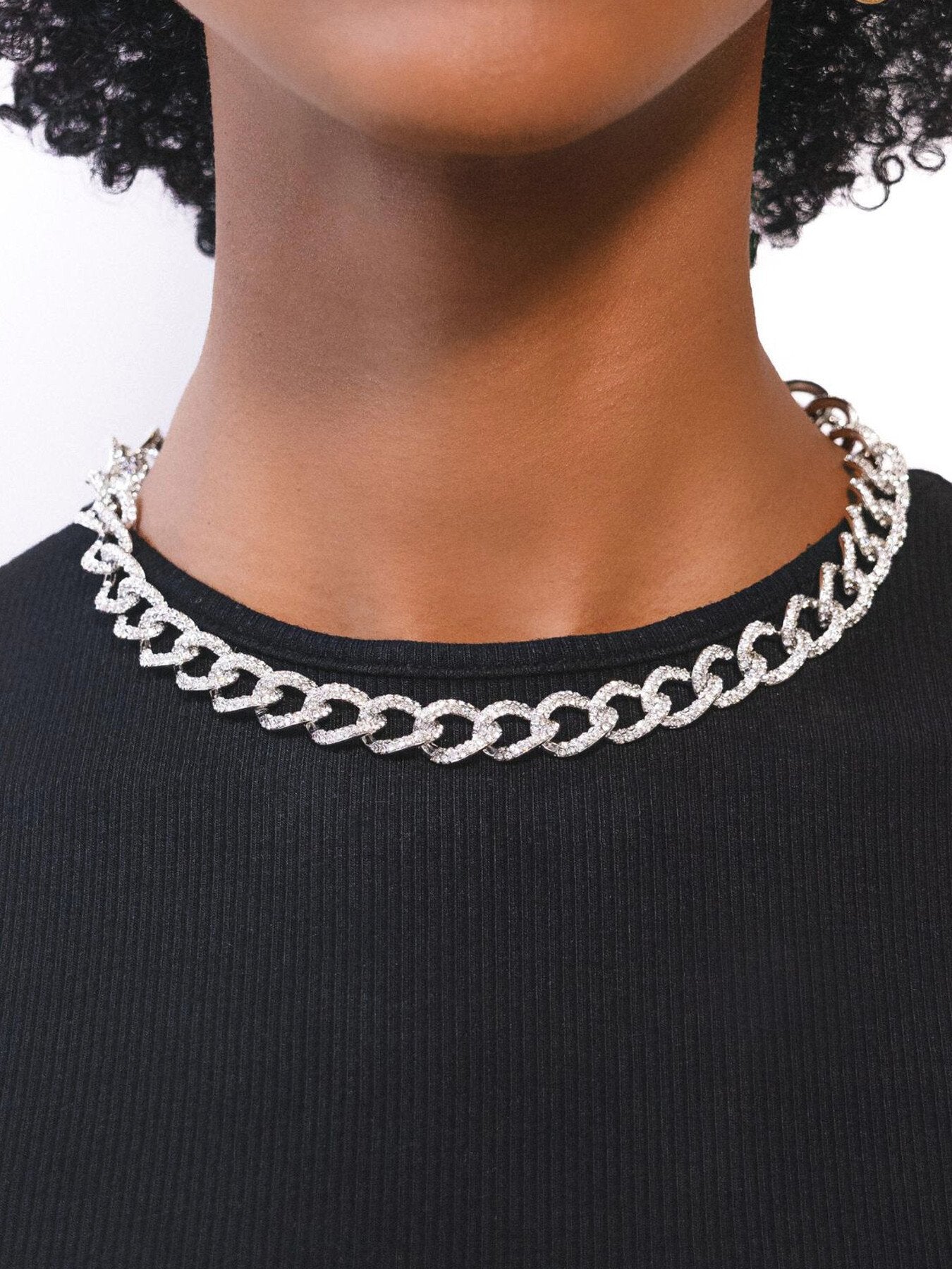 Pave Curb Link Collar Necklace