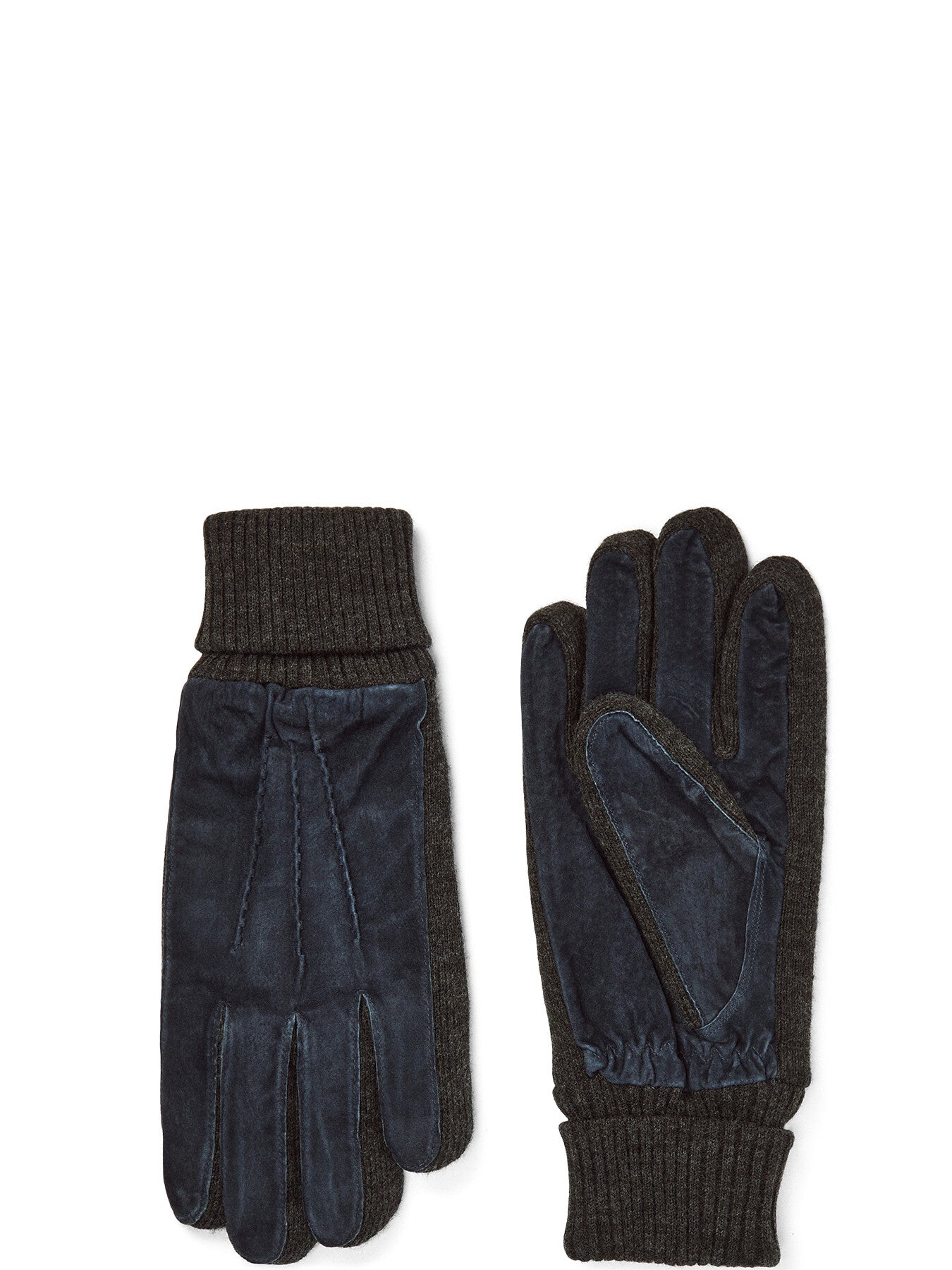 Pigsuede Glove Acrylic Knit Cuff